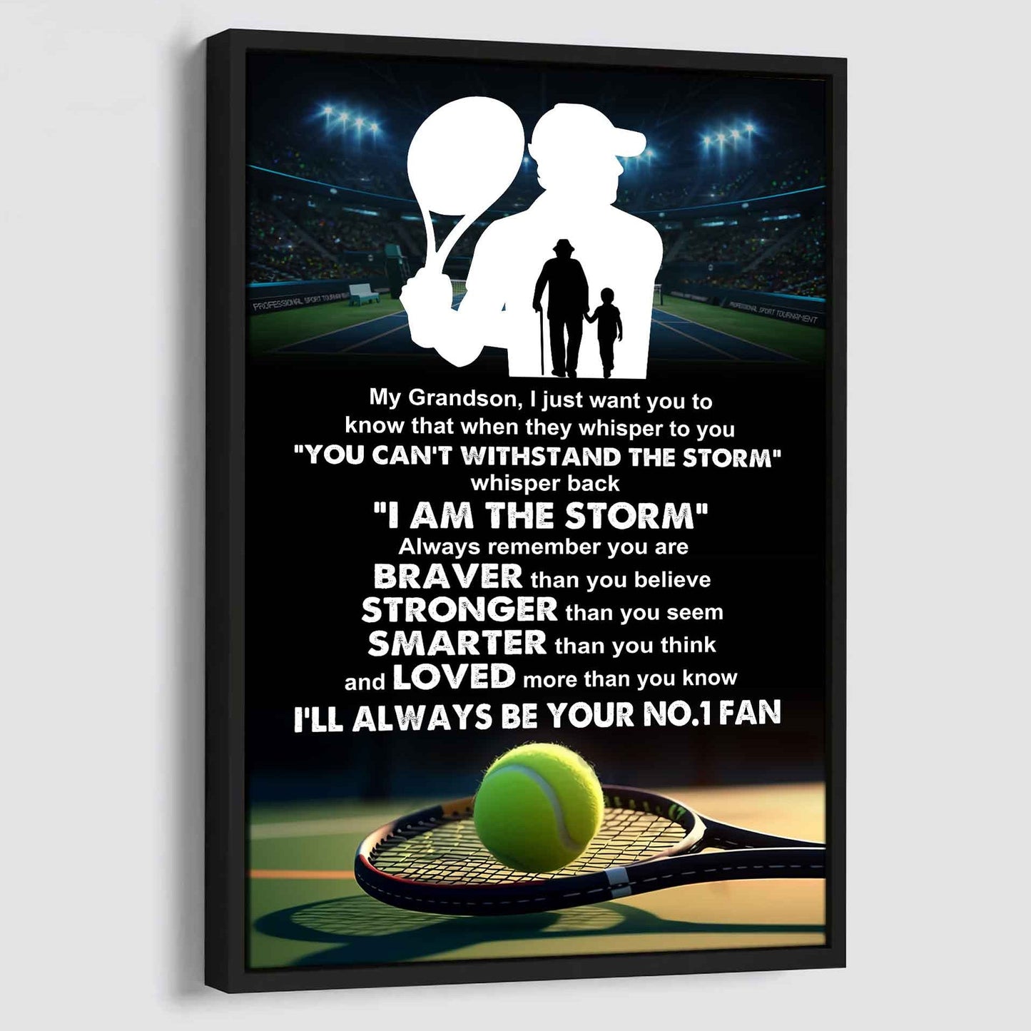 Hockey Poster Canvas Granpa To Grandson - Whisper Back I Am The Storm I Will Always Your No 1 Fan