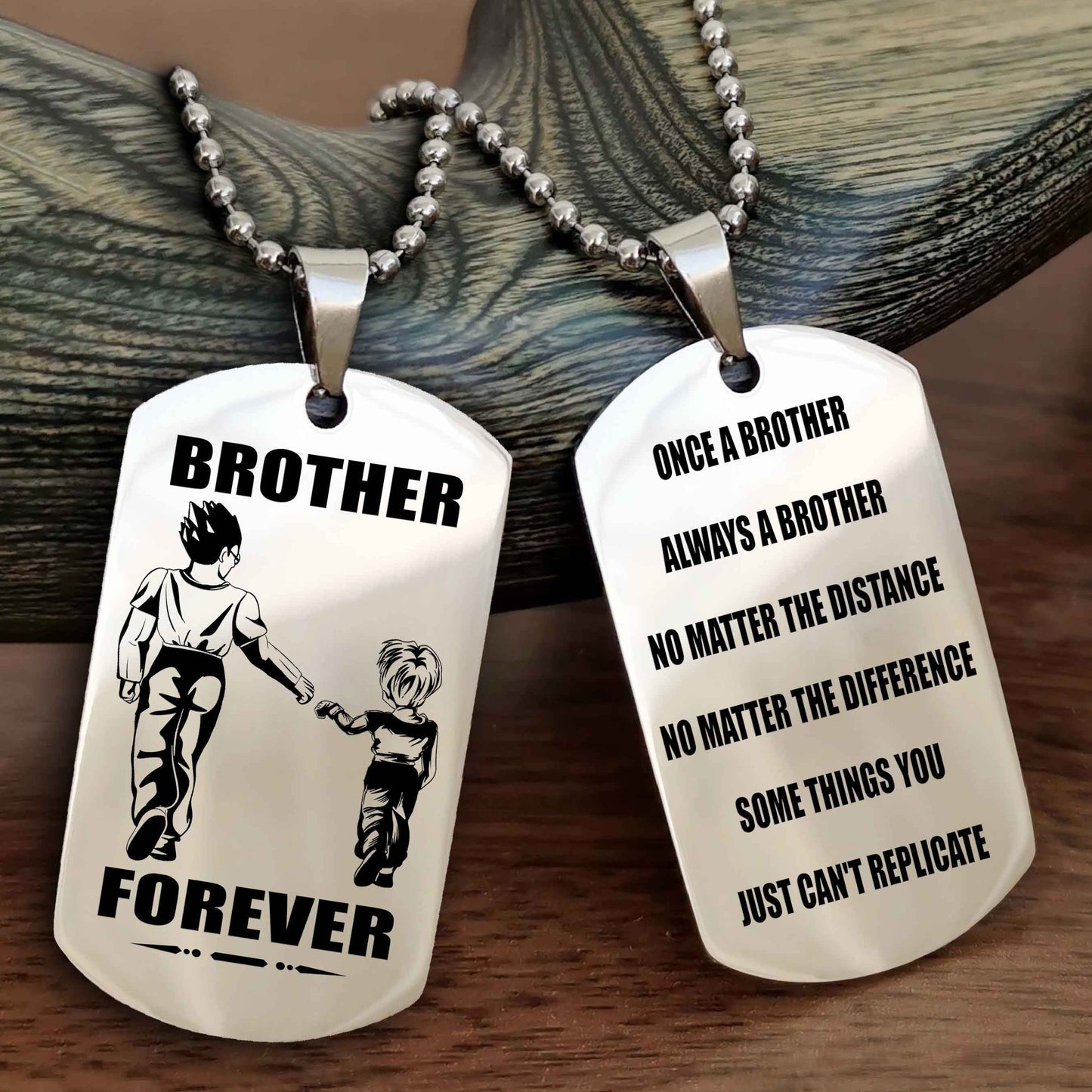 TWD Customizable engraved dog tag double sided gift from brother - Brother Forever Once A Brother Always A Brother