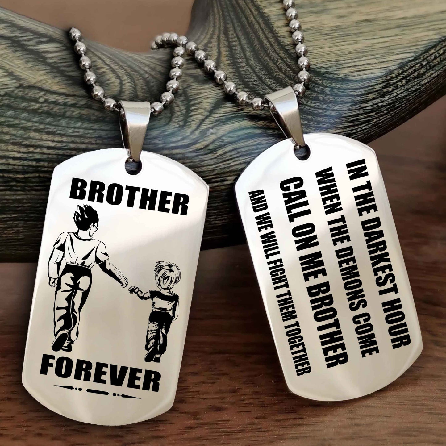 TWD Engraved Double Sided Dog Tag Call On Me Brother NAG Brothers Forever We Will Fight Them Together