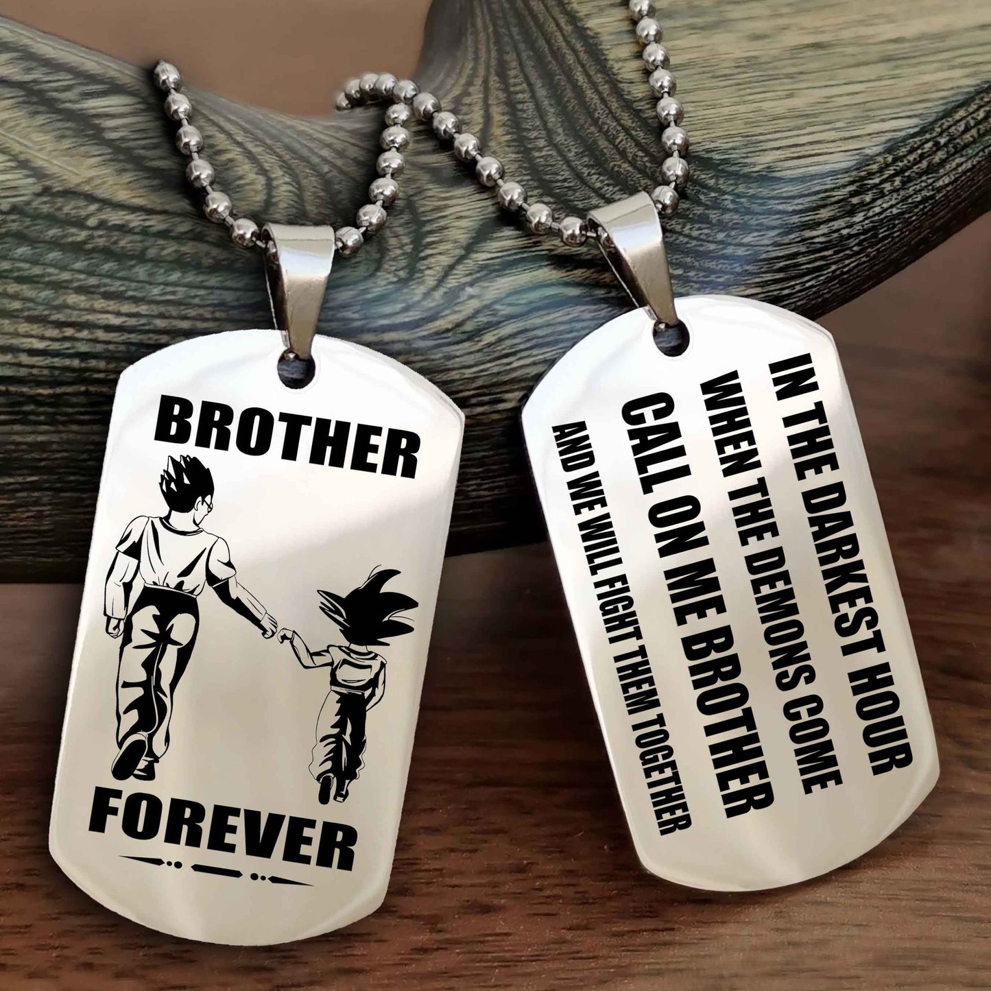 TWD Engraved Double Sided Dog Tag Call On Me Brother NAG Brothers Forever We Will Fight Them Together