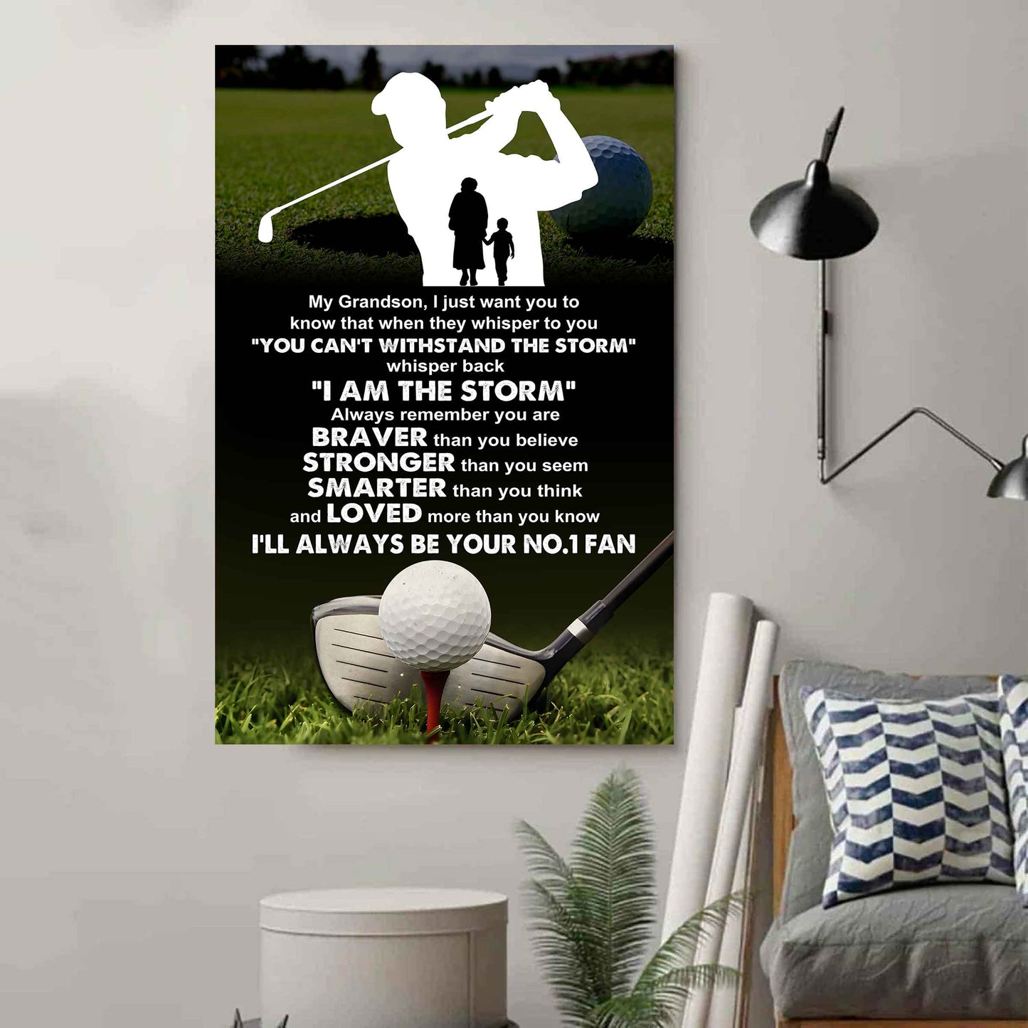 Tennis Poster Canvas Grandma To Grandson - Whisper Back I Am The Storm I Will Always Your No 1 Fan