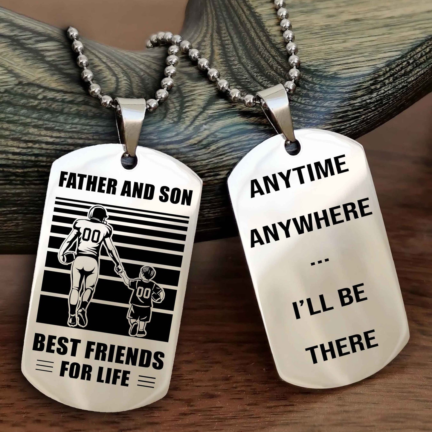 New American Football Personalized Double Side Dog Tag From Father To Son With Message On The Back Gift For Your Son