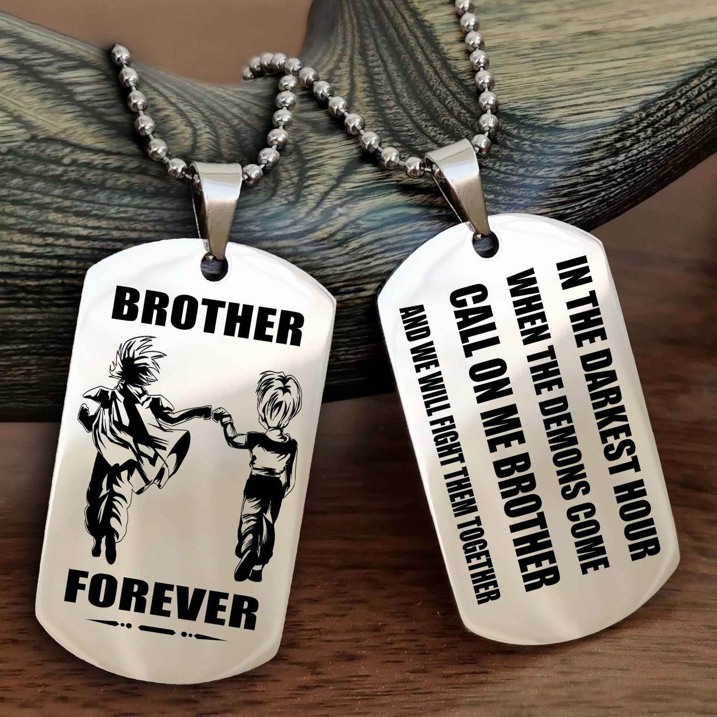 TWD Engraved Double Sided Dog Tag Call On Me Brother NAG Brothers Forever We Will Fight Them Together