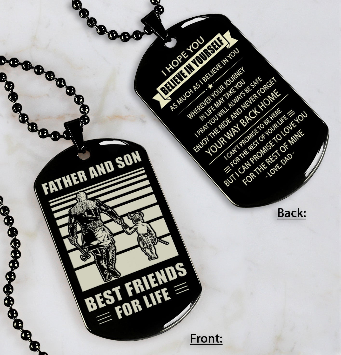 NVL Personalized Double Sided Dog Tag Father And Son Best Friends For Life - Message on the back side