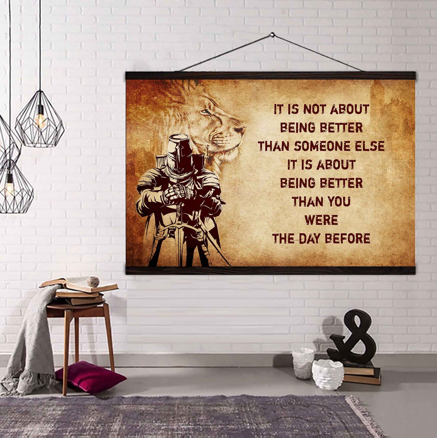 Soldier Poster Canvas It's Not About Being Better Than Someone Else Best Gifts Motivation Quotes (Copy)