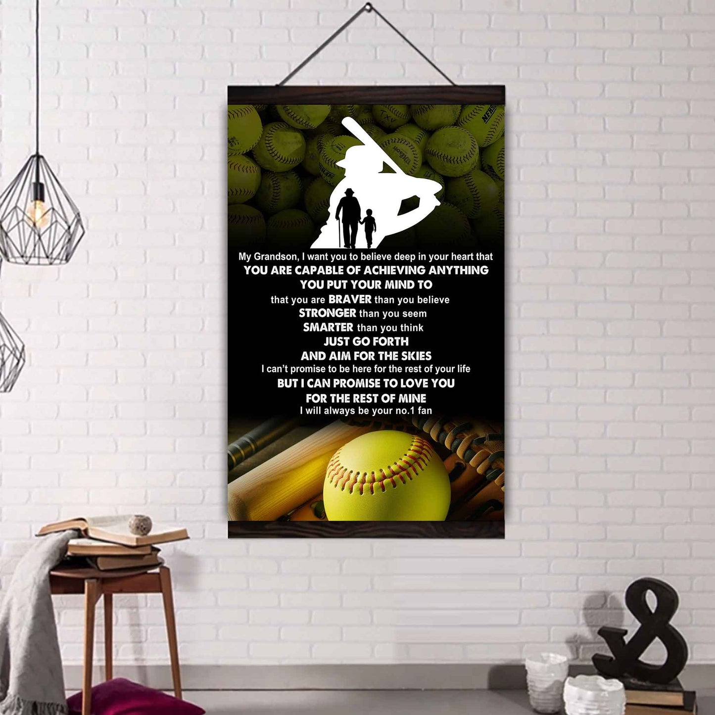 Tennis Poster Canvas Grandpa To Grandson - That You Are Braver Than You Believe You Are Capable Of I Will Always Your No 1 Fan