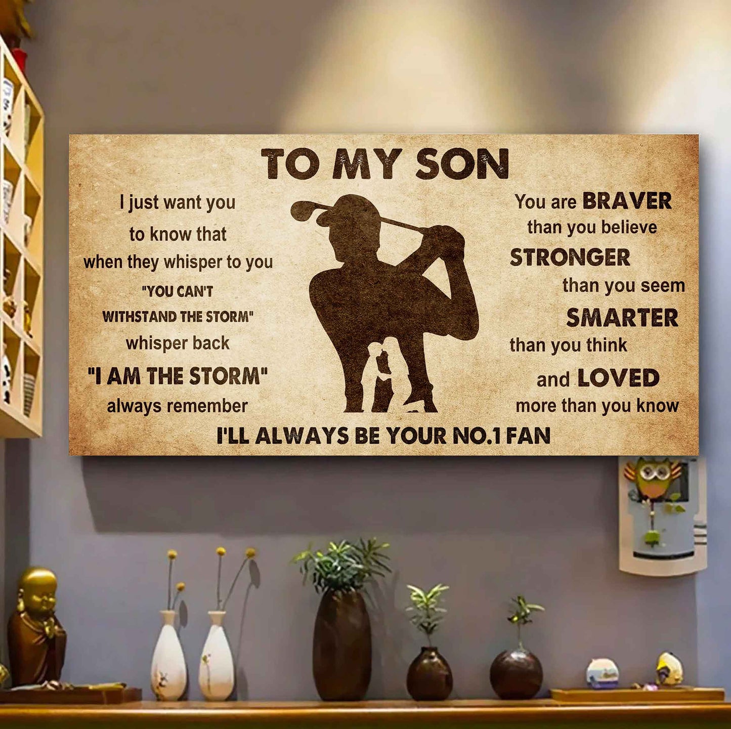 Personalized Sport Poster Canvas I'll Be Your No 1 Fan Mom To Son - Whisper Back I'm The Storm