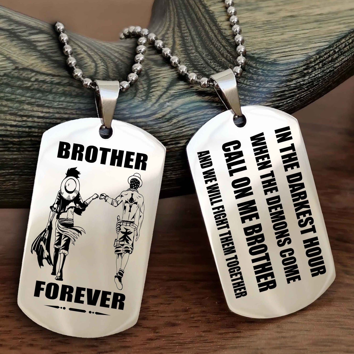 TWD Engraved Double Sided Dog Tag Call On Me Brother NAG Brothers Forever We Will Fight Them Together