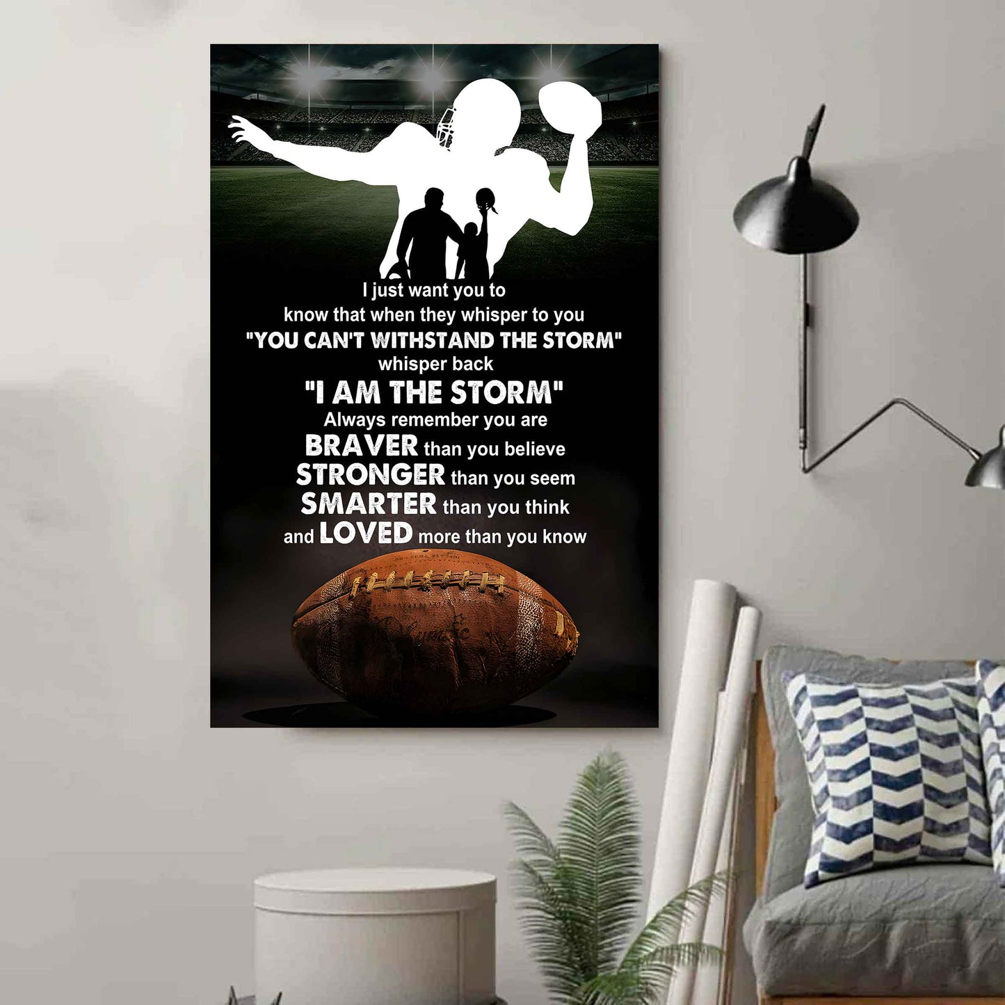 Poster Canvas To My Son Whisper Back I Am The Storm Loved More Than You Know Gift From Dad