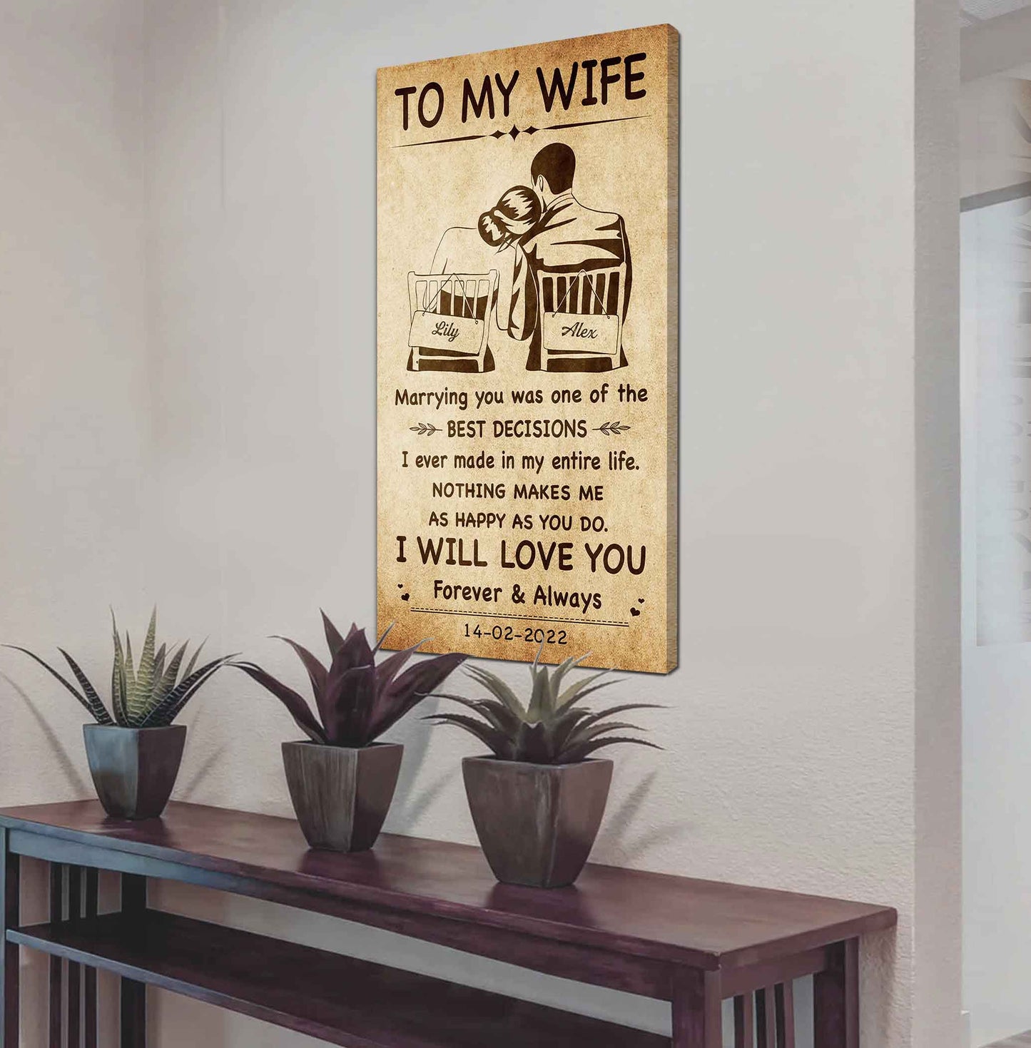 Poster Canvas To My Wife Marrying You Was One Of The Best Decisions - I Will Love You Forever And Always Gift For Your Wife