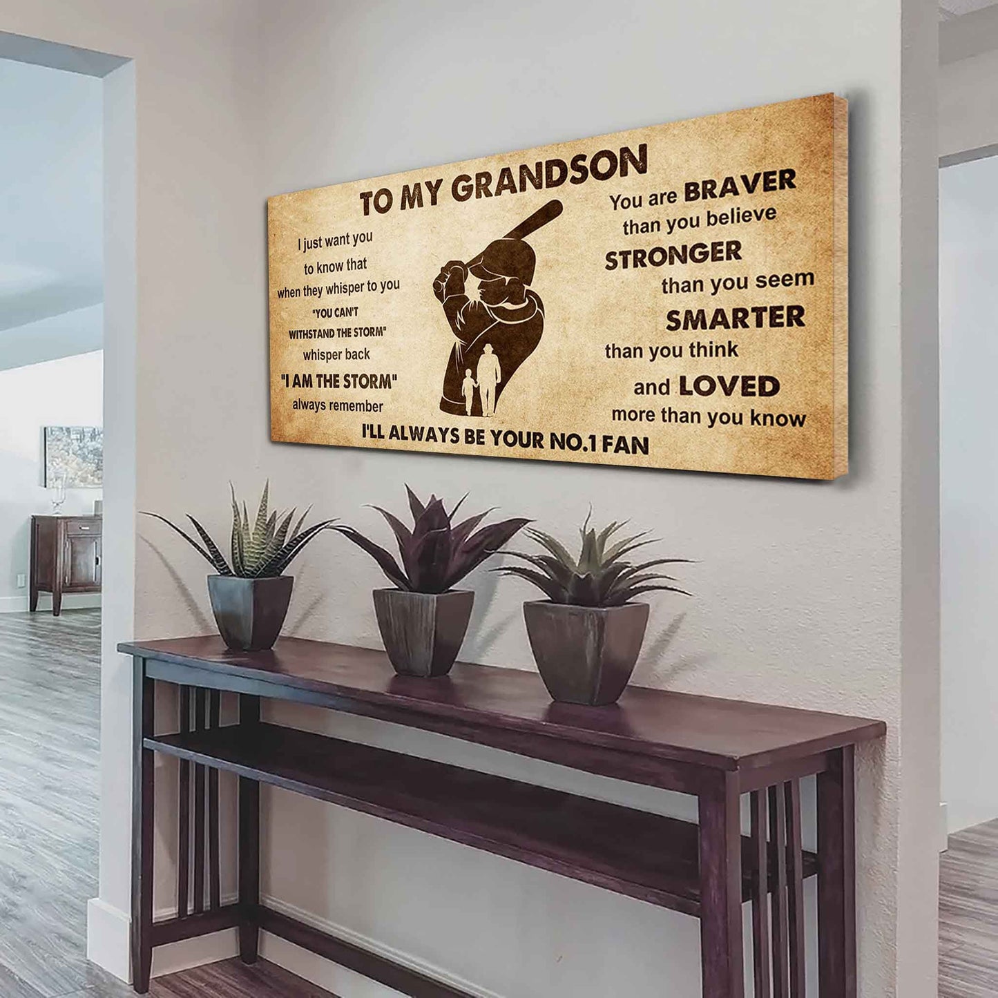 Personalized Sport Poster Canvas I'll Be Your No 1 Fan Grandpa To Grandson - Whisper Back I'm The Storm