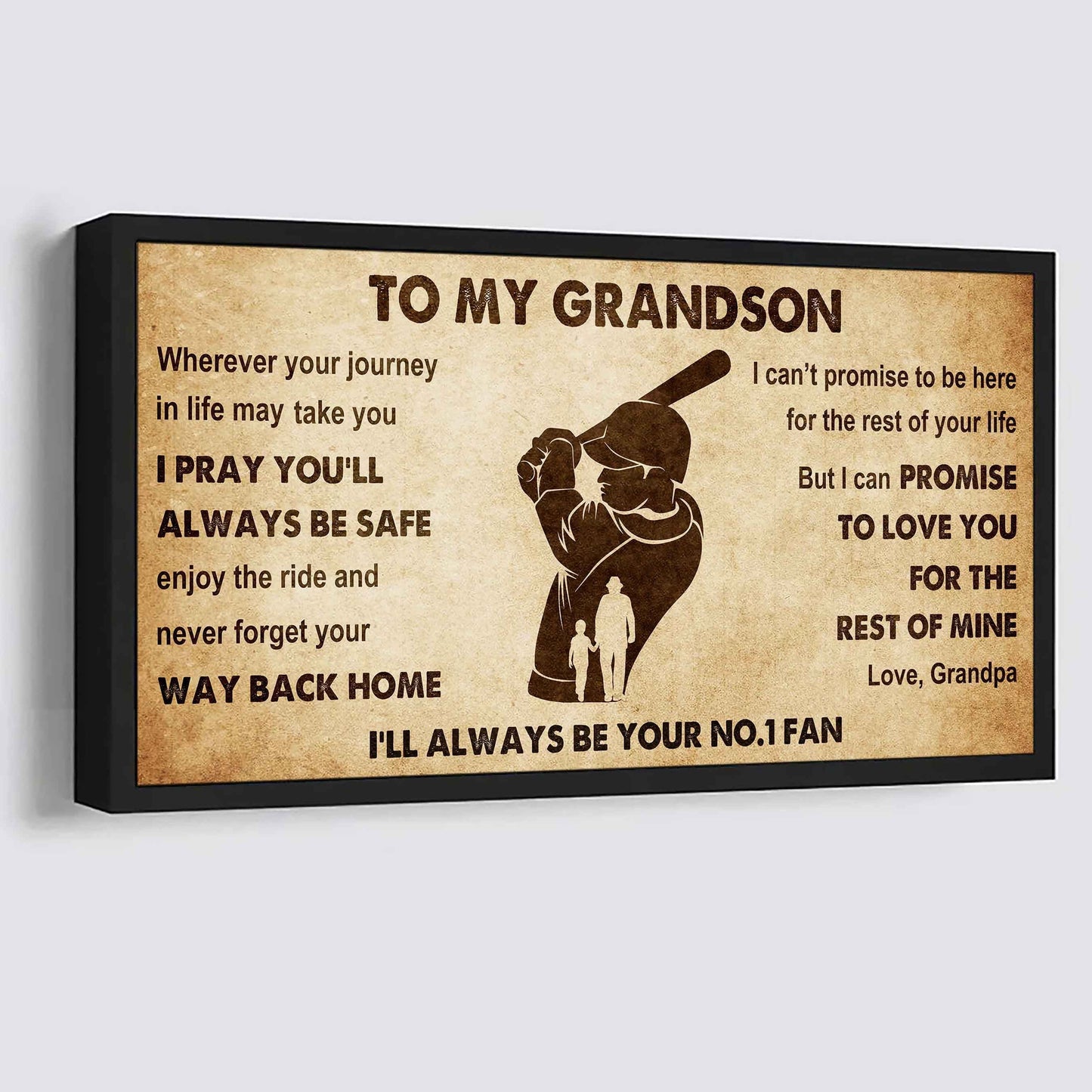Personalized Sport Poster Canvas I'll Be Your No 1 Fan Grandpa To Grandson - Never Forget Your Way Back Home