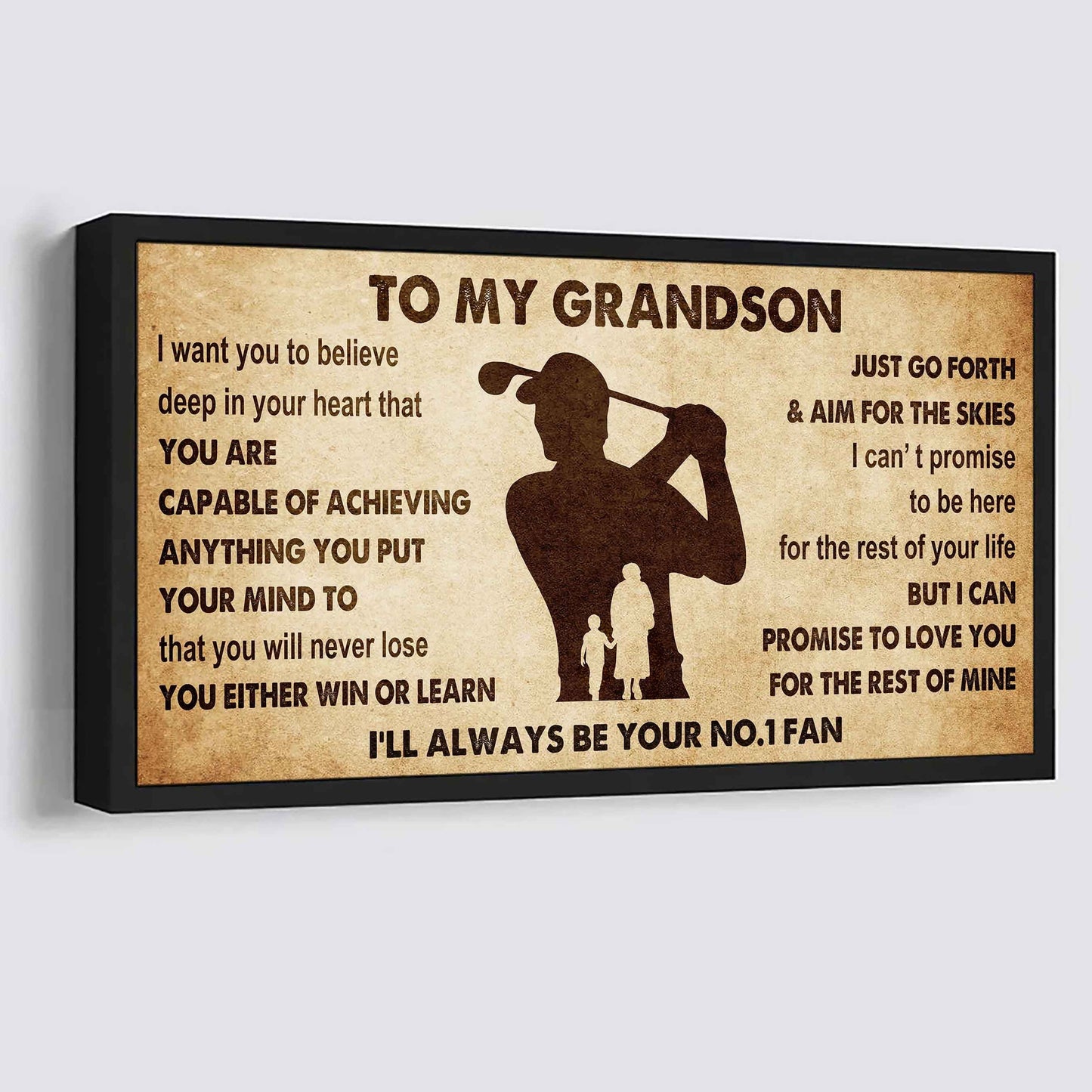 Personalized Sport Baseball Poster Canvas I'll Be Your No 1 Fan Grandma To Grandson - You Will Never Lose You Either Win Or Learn