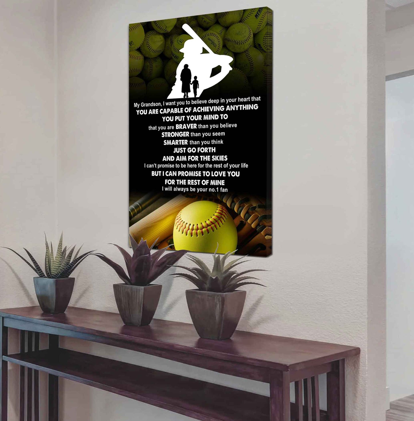 Tennis Poster Canvas Grandma To Grandson - That You Are Braver Than You Believe You Are Capable Of I Will Always Your No 1 Fan
