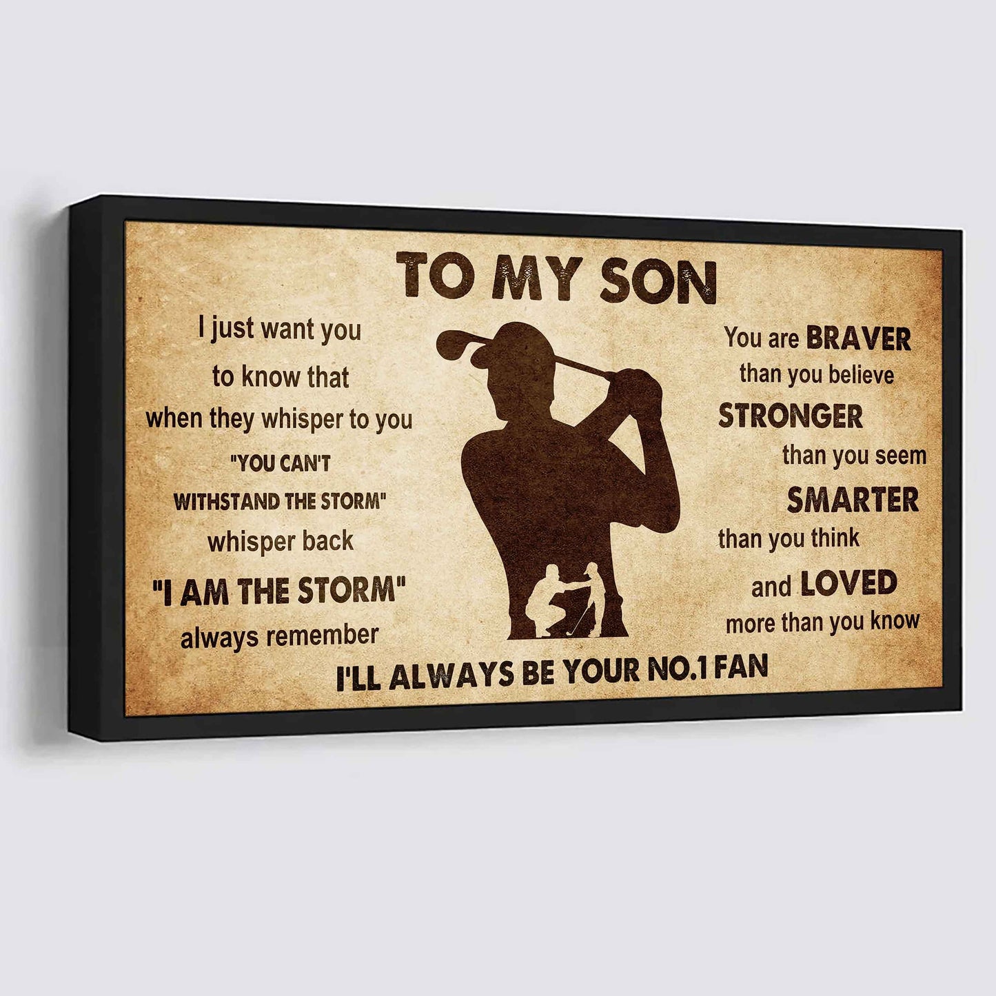 Personalized Sport Poster Canvas I'll Be Your No 1 Fan Dad To Son - Whisper Back I'm The Storm