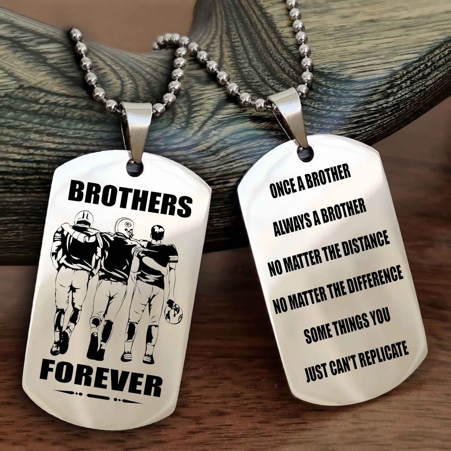 TWD Customizable engraved dog tag double sided gift from brother - Brother Forever Once A Brother Always A Brother