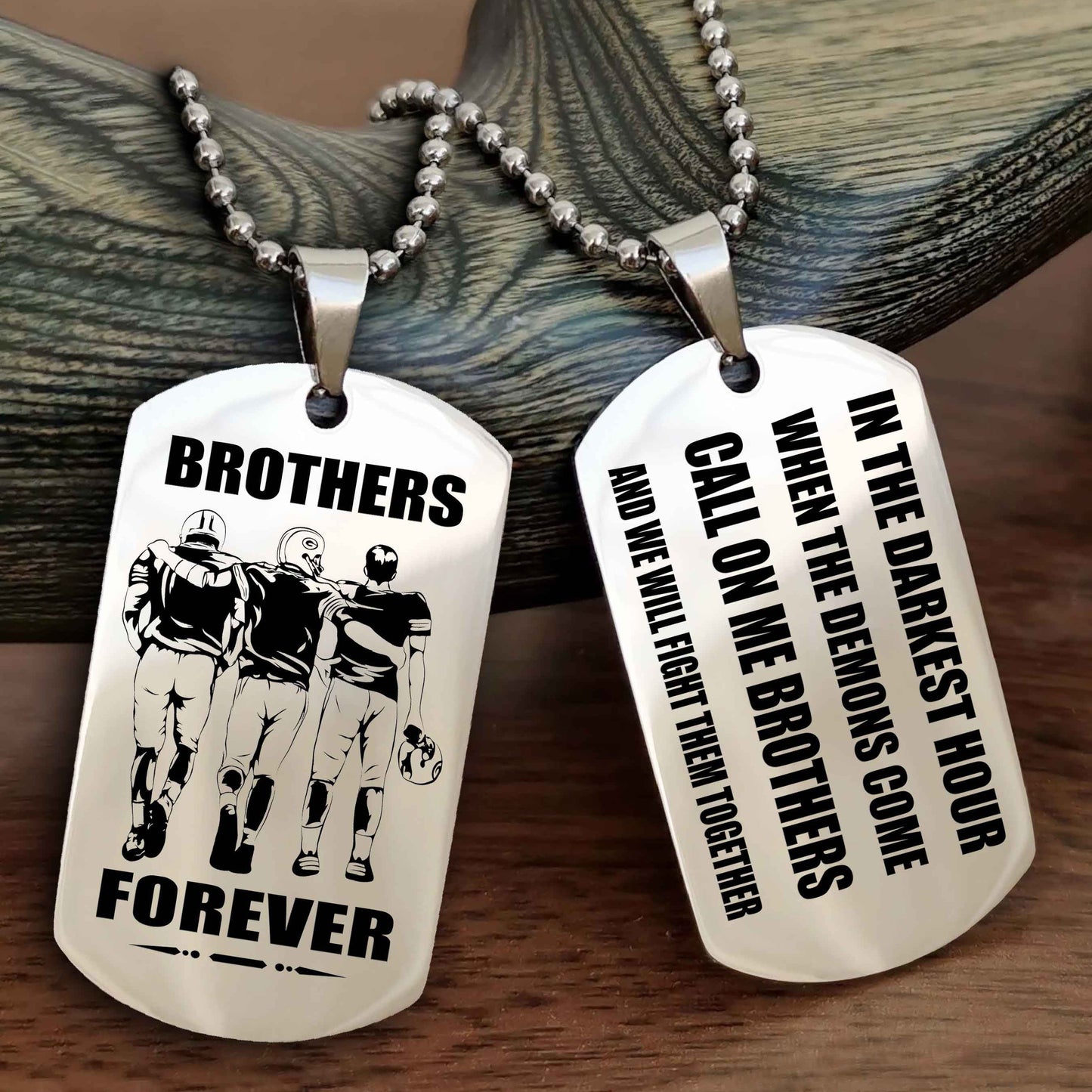 TWD Engraved Double Sided Dog Tag Call On Me Brother NAG Brothers Forever We Will Fight Them Together