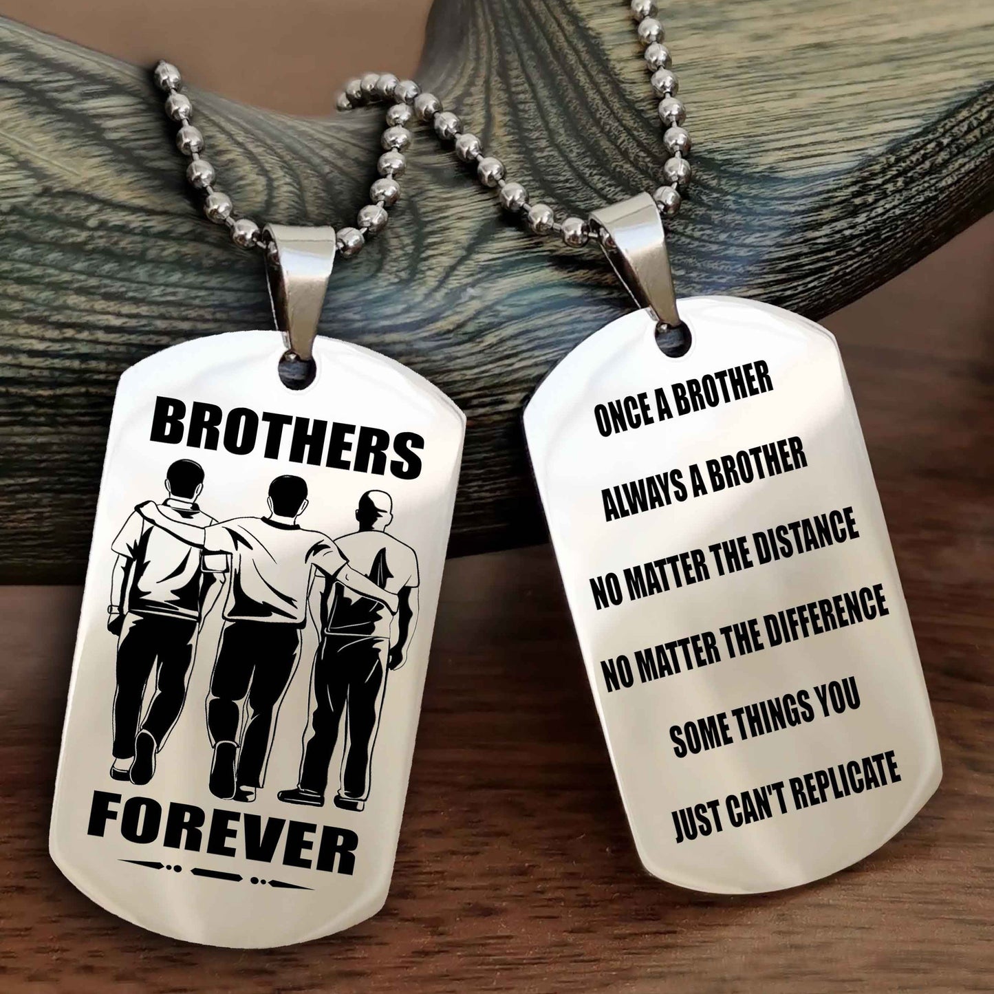 TWD Customizable engraved dog tag double sided gift from brother - Brother Forever Once A Brother Always A Brother