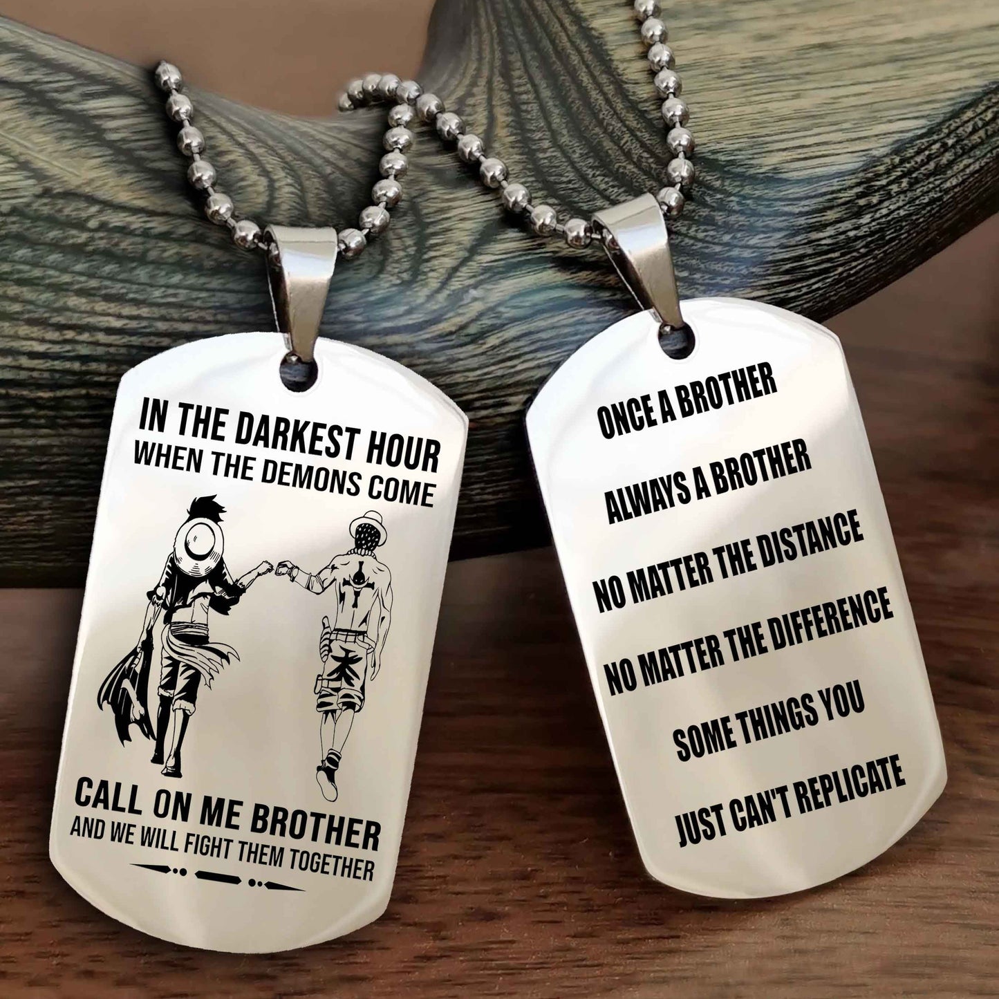 OP Customizable engraved dog tag double sided gift from brother Once A Brother Always A Brother