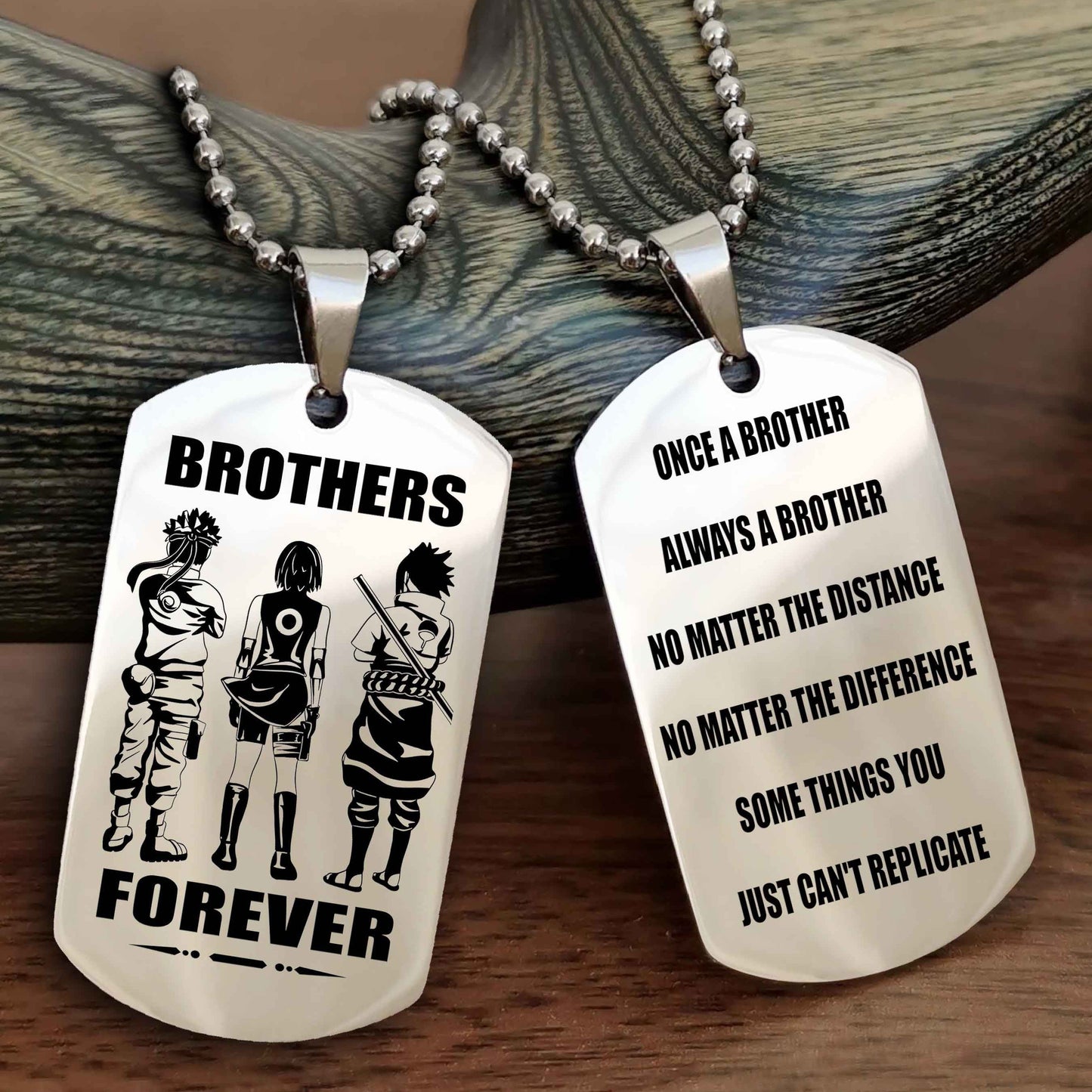 TWD Customizable engraved dog tag double sided gift from brother - Brother Forever Once A Brother Always A Brother