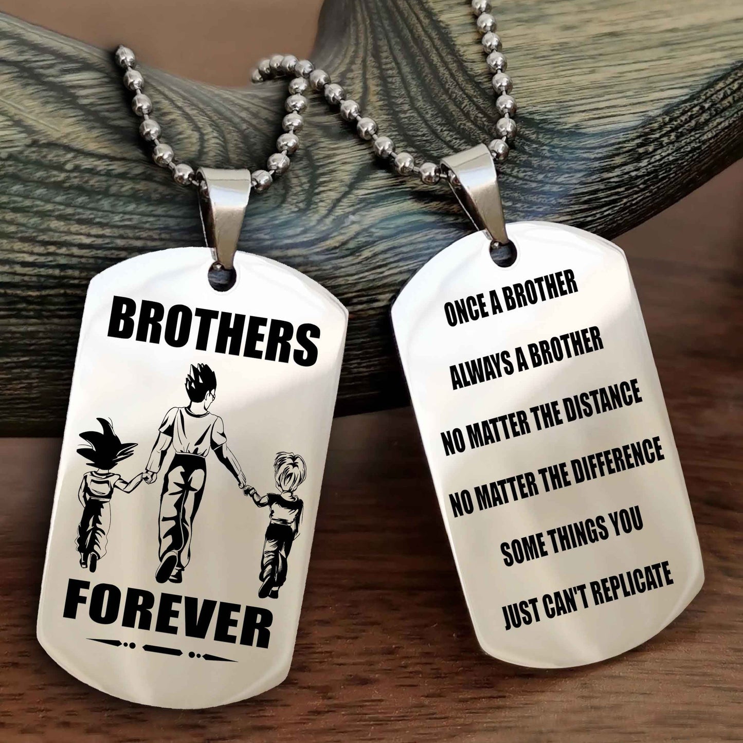 TWD Customizable engraved dog tag double sided gift from brother - Brother Forever Once A Brother Always A Brother