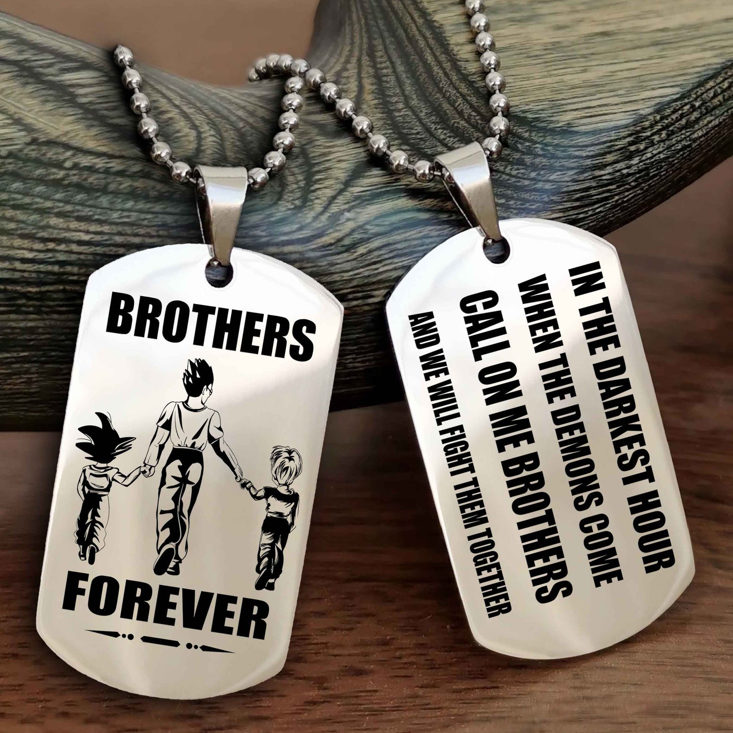 TWD Engraved Double Sided Dog Tag Call On Me Brother NAG Brothers Forever We Will Fight Them Together