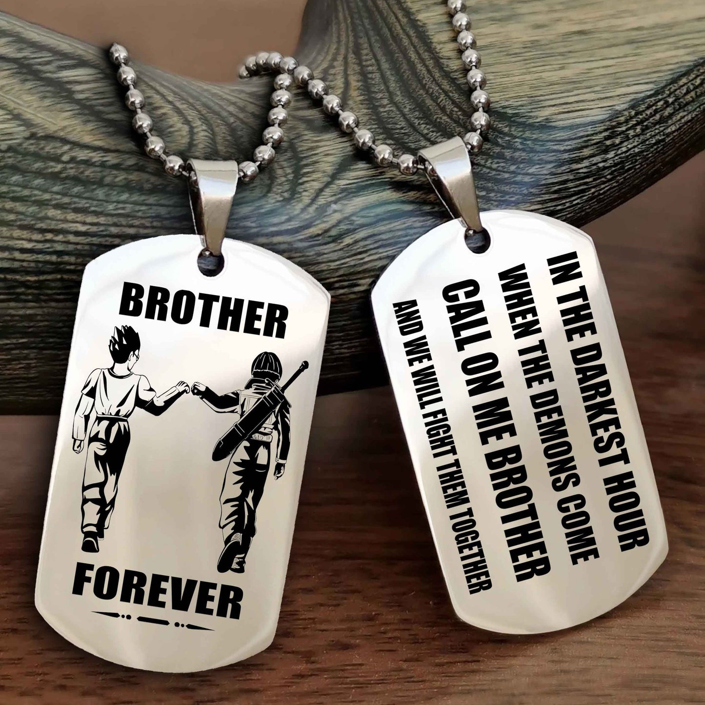 TWD Engraved Double Sided Dog Tag Call On Me Brother NAG Brothers Forever We Will Fight Them Together