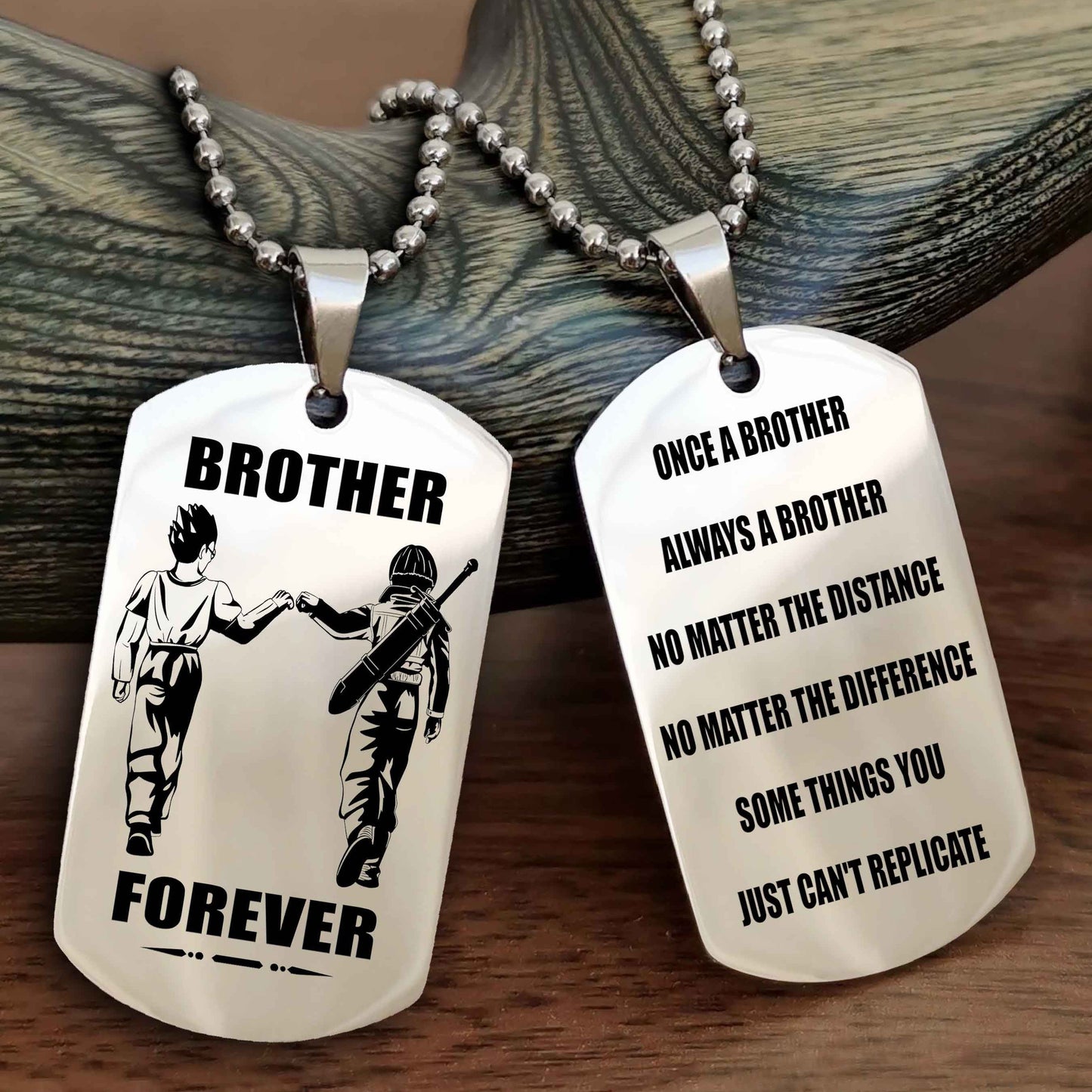 TWD Customizable engraved dog tag double sided gift from brother - Brother Forever Once A Brother Always A Brother
