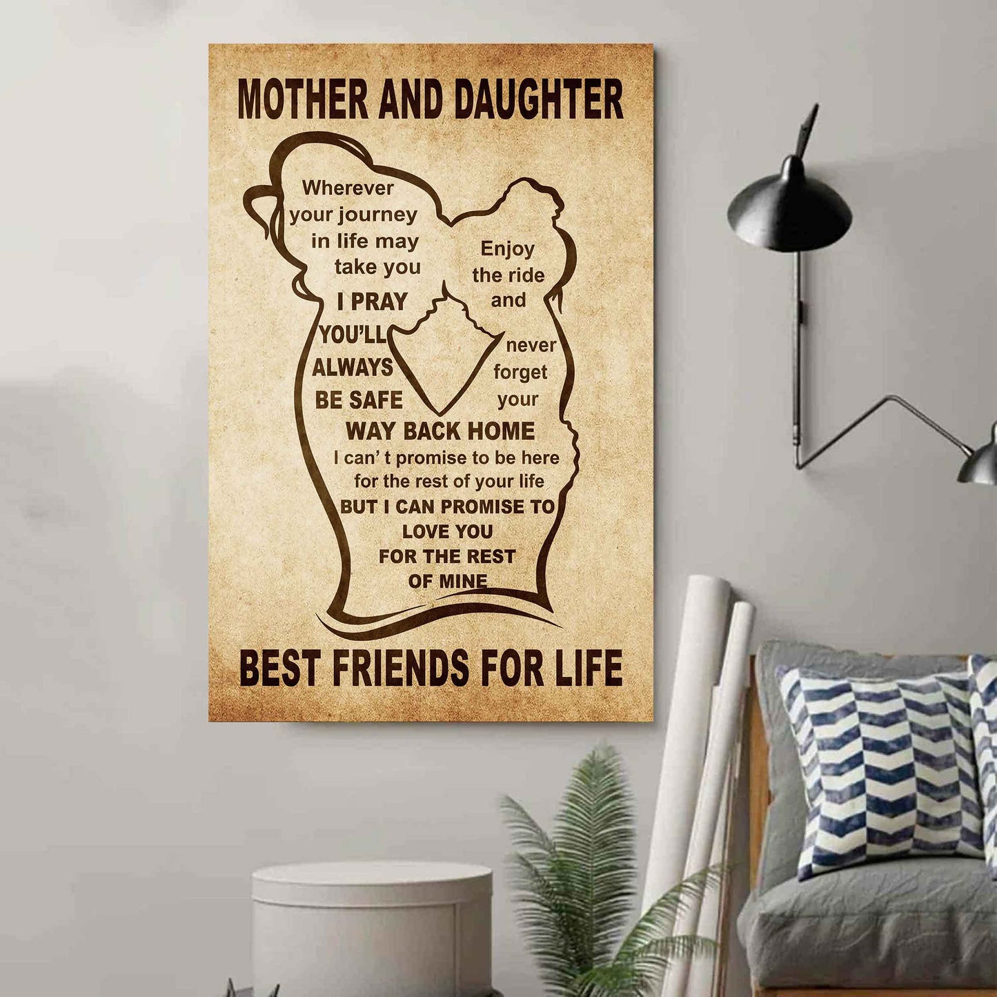 Personalized Family Poster Canvas Mother And Daughter Best Friend For Life Gift From Mom Gift For Your Daughter With Motivational Message