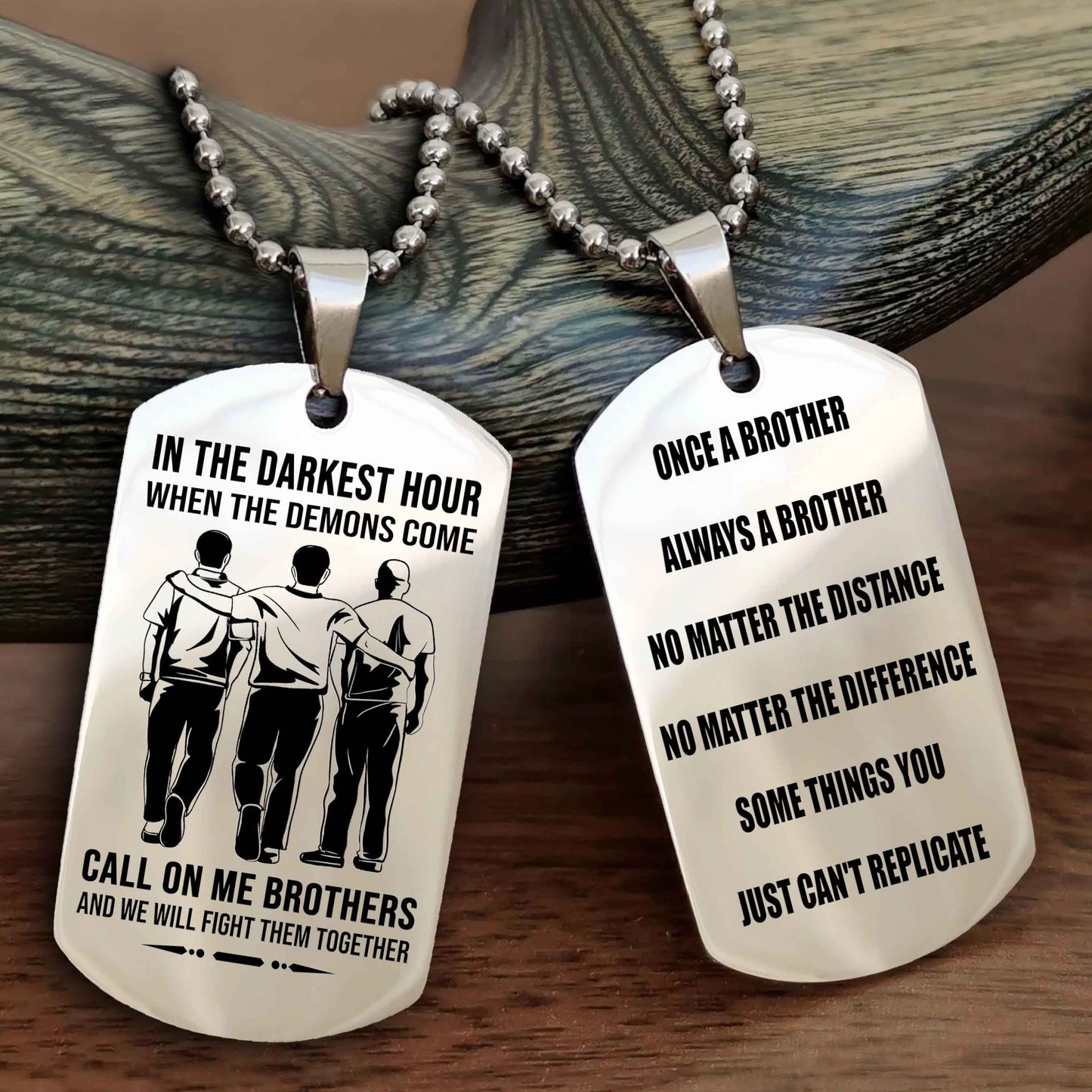 TWD Customizable engraved dog tag double sided gift from brother Once A Brother Always A Brother