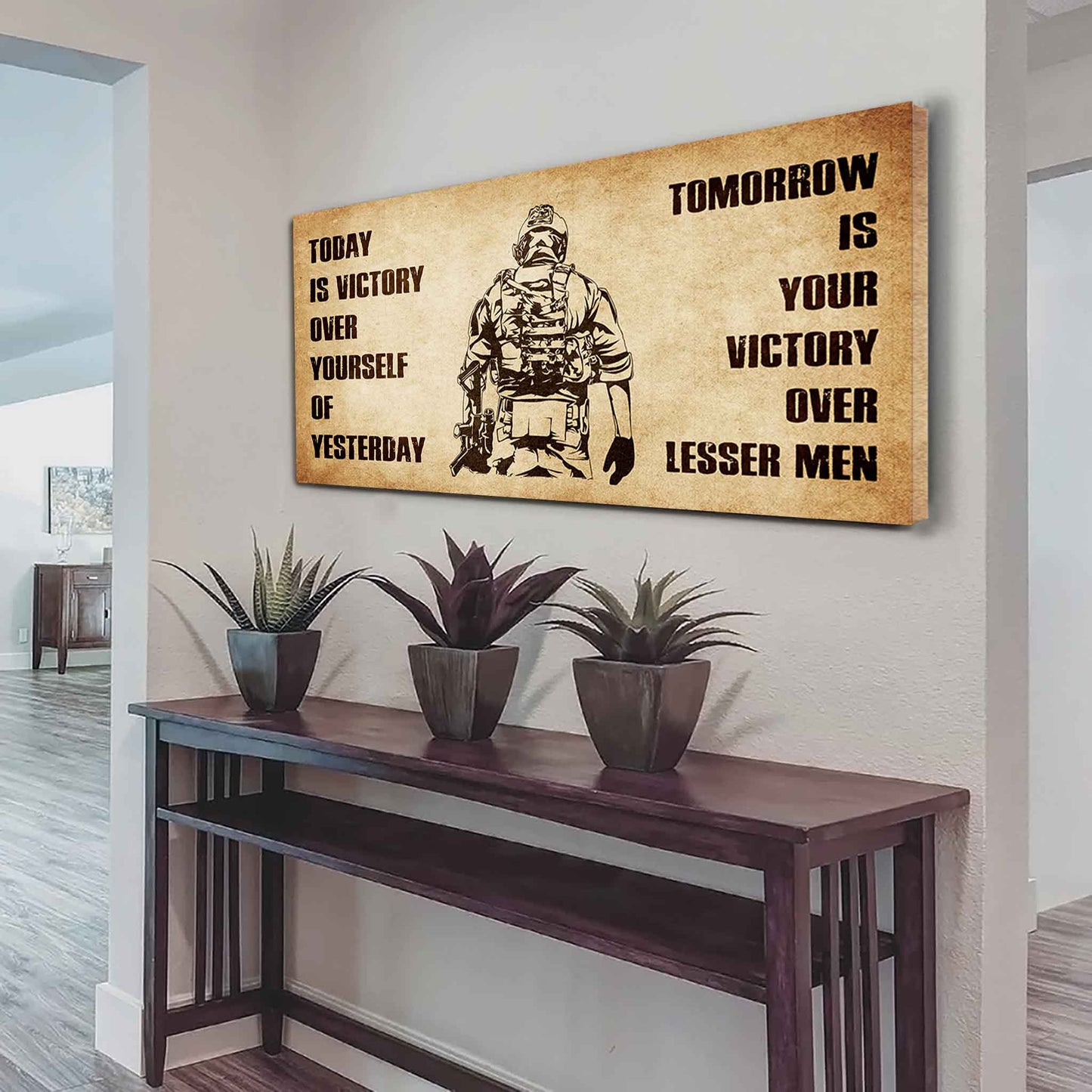 Personalized Soldier Poster Canvas - Today Is Victory Over Yourself Of Yesterday Tomorrow Is Your Victory Over Lesser Men