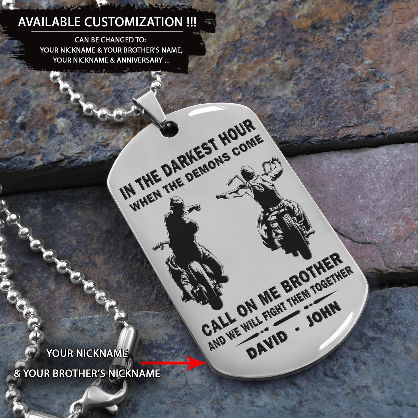 Personalized One Sided Dog Tag Call On Me Brother And We Will Fight Them Together Gift For Your Brother Your Cousins