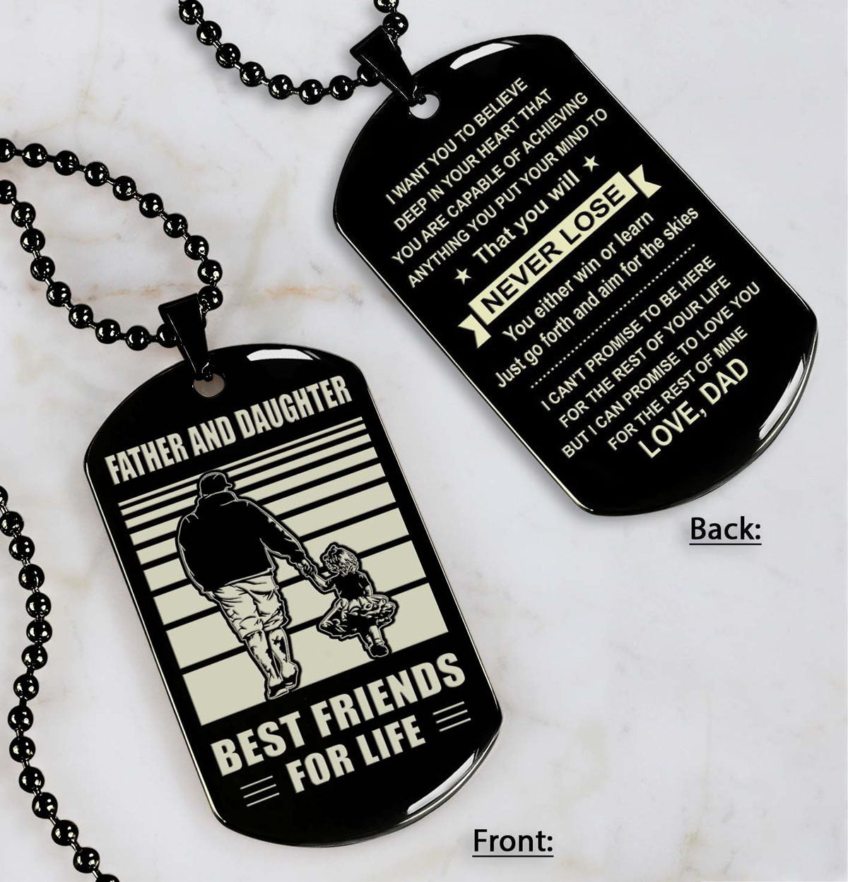 NVL Personalized Double Sided Dog Tag Father And Son Best Friends For Life - Message on the back side