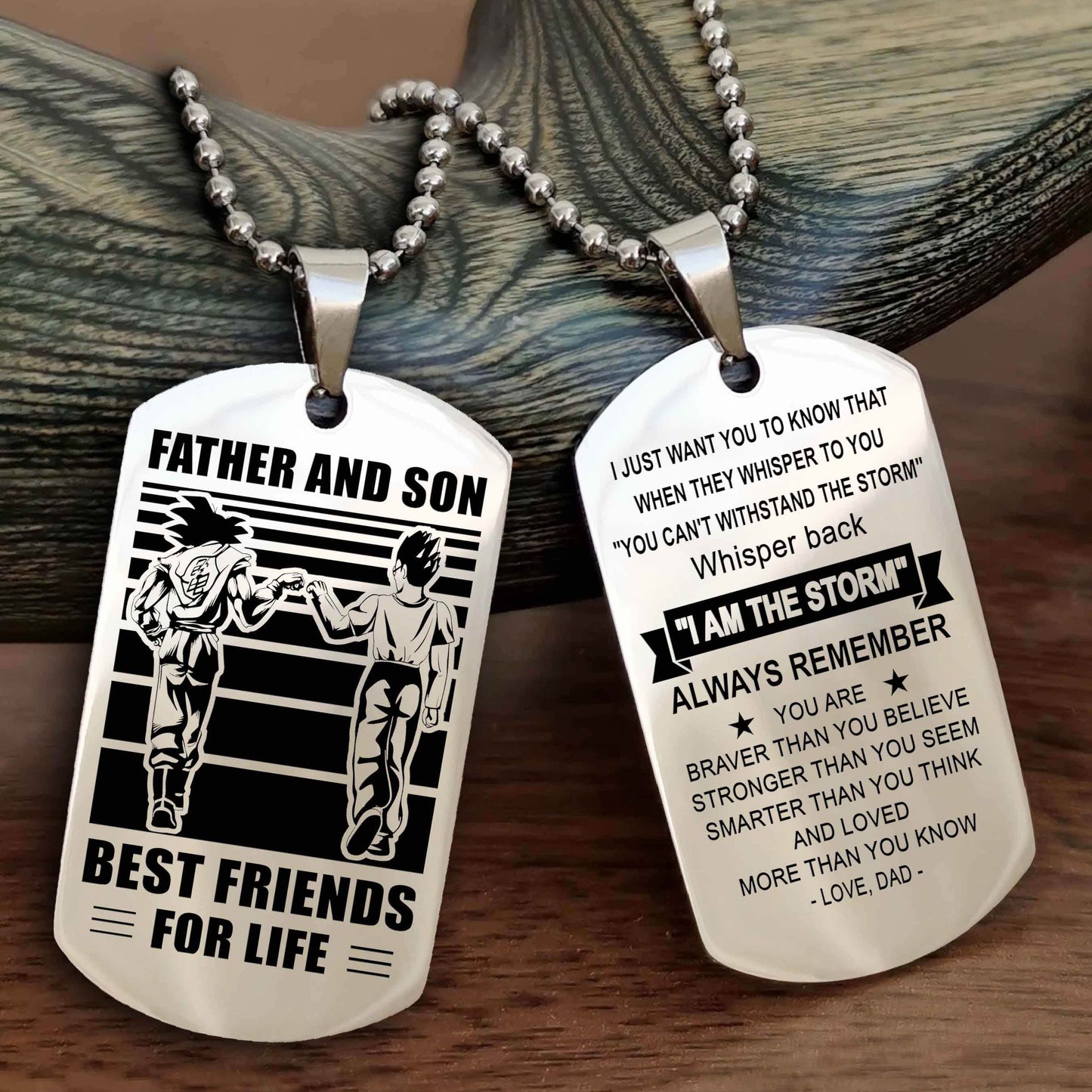 Knight Templar Personalized Double Sided Dog Tag Silver To My Son I Love You - Whisper Back I'm The Storm