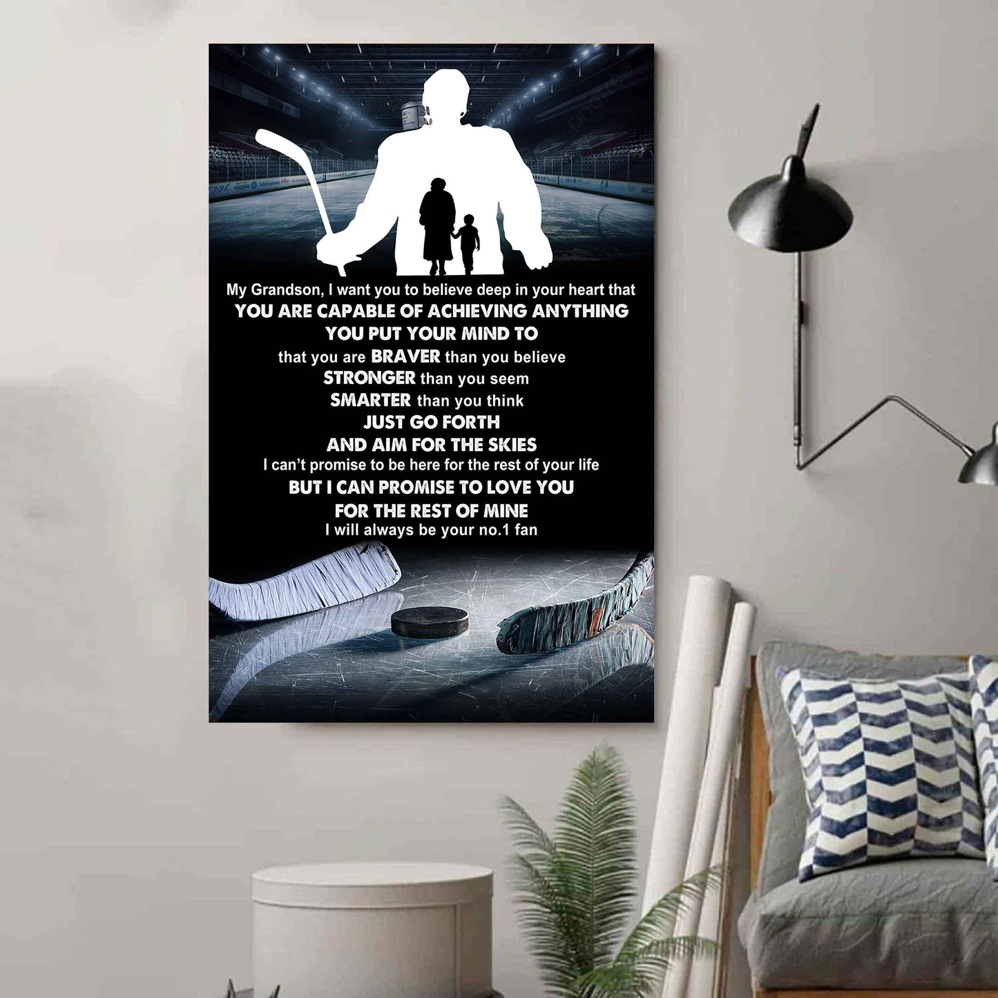 Tennis Poster Canvas Grandma To Grandson - That You Are Braver Than You Believe You Are Capable Of I Will Always Your No 1 Fan