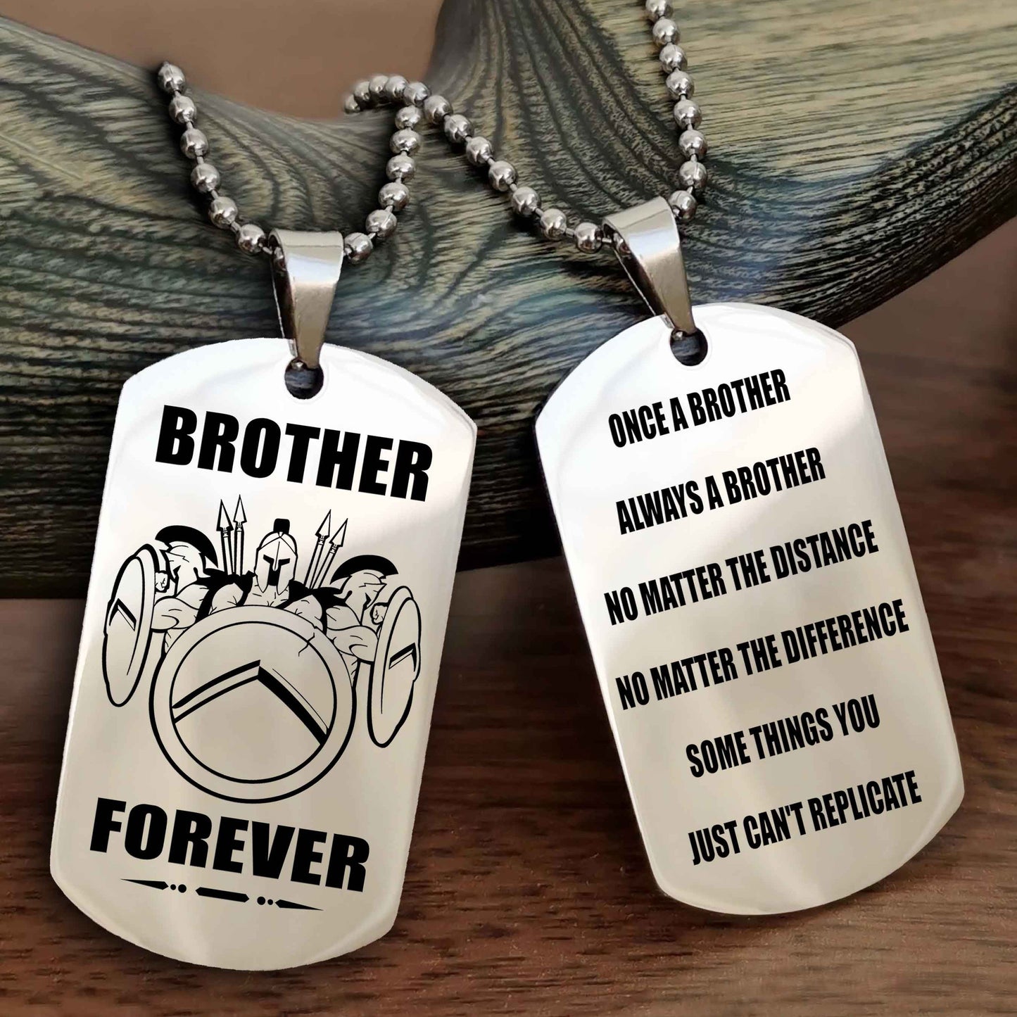 TWD Customizable engraved dog tag double sided gift from brother - Brother Forever Once A Brother Always A Brother