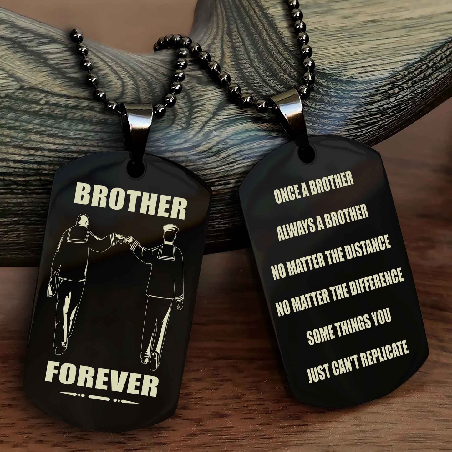 TWD Customizable engraved dog tag double sided gift from brother - Brother Forever Once A Brother Always A Brother