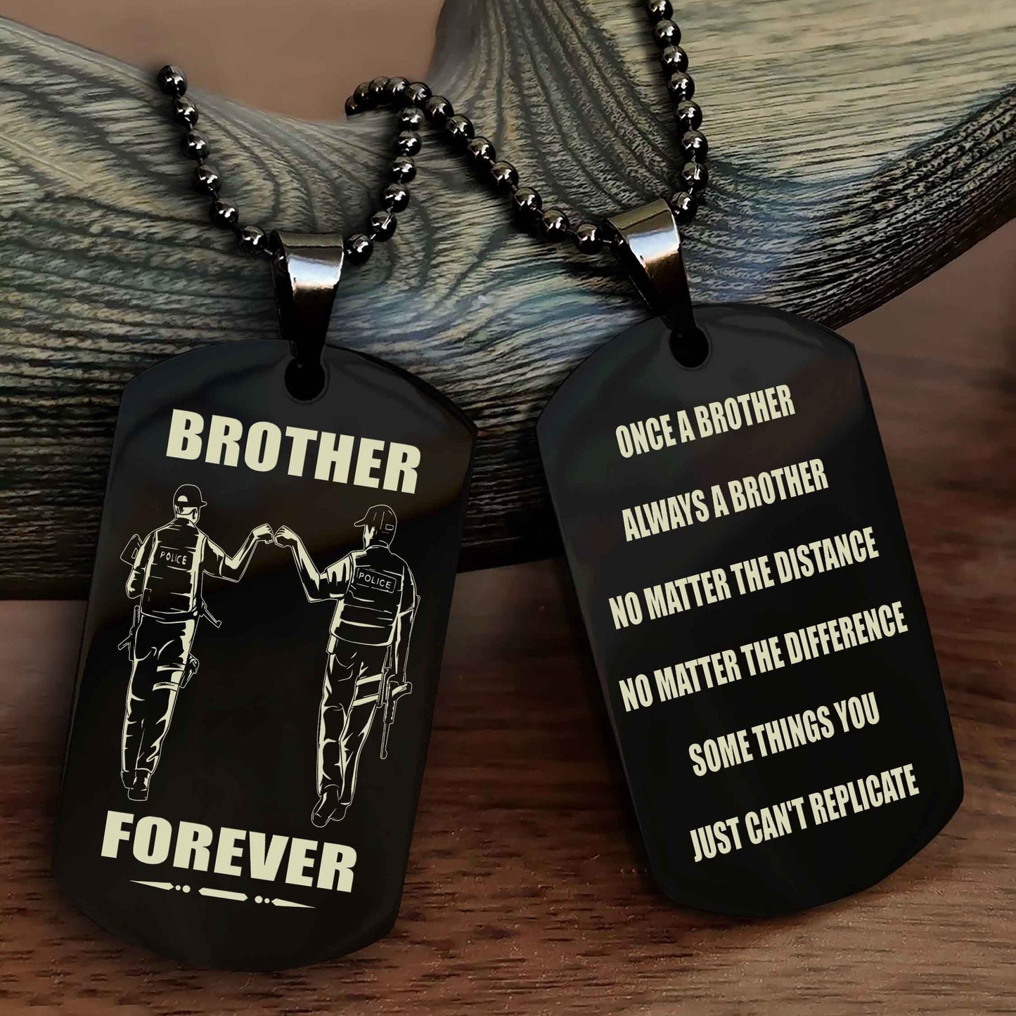 TWD Customizable engraved dog tag double sided gift from brother - Brother Forever Once A Brother Always A Brother