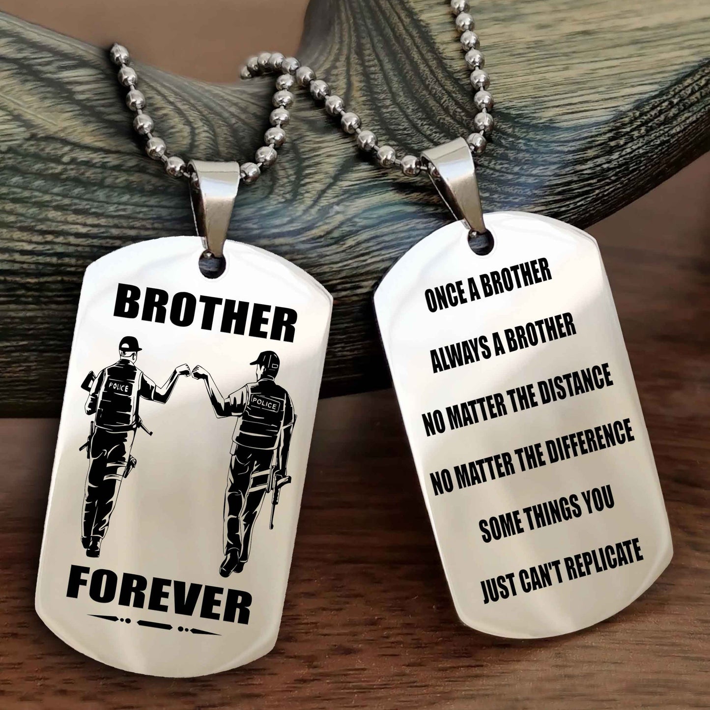 TWD Customizable engraved dog tag double sided gift from brother - Brother Forever Once A Brother Always A Brother
