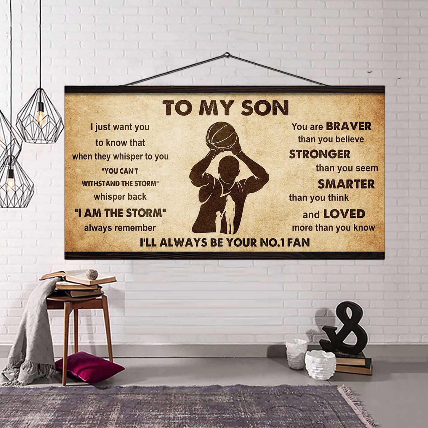 Personalized Sport Poster Canvas I'll Be Your No 1 Fan Mom To Son - Whisper Back I'm The Storm