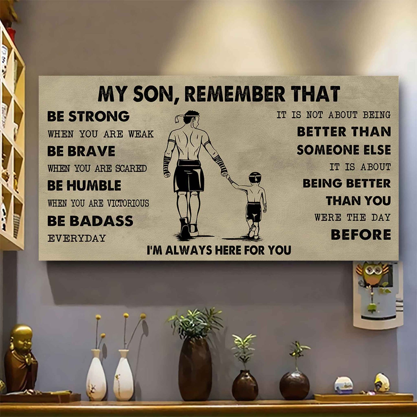 Personalized DRB Poster Canvas - My Son Remember That Be Strong When You Are Weak Be Badass Everyday