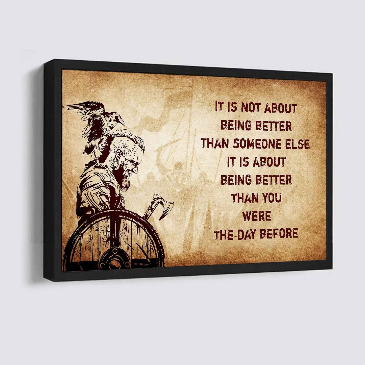 Soldier Poster Canvas It's Not About Being Better Than Someone Else Best Gifts Motivation Quotes (Copy)