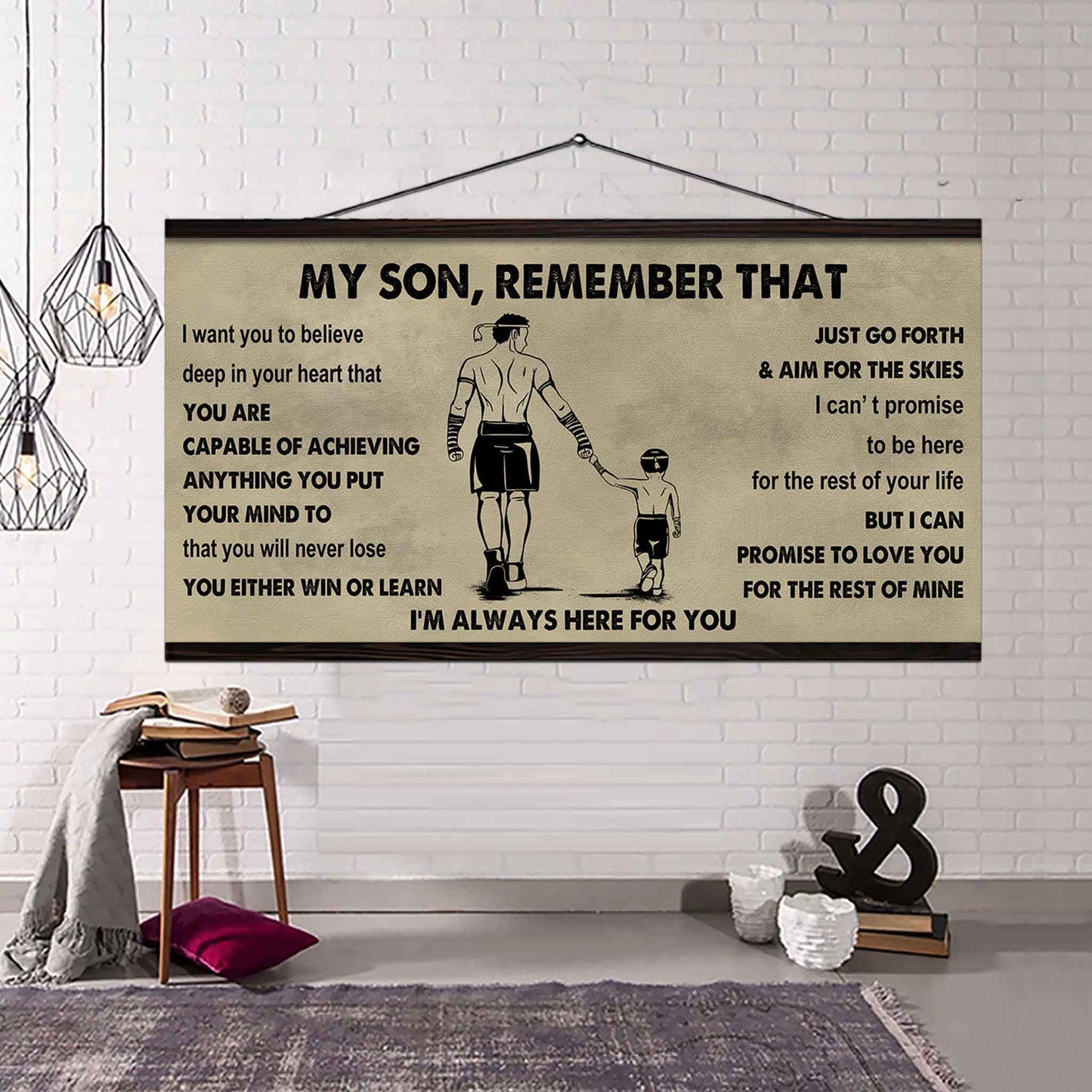 Personalized Sport Poster Canvas -  My Son Remember That You Will Never Lose You Either Win Or Learn