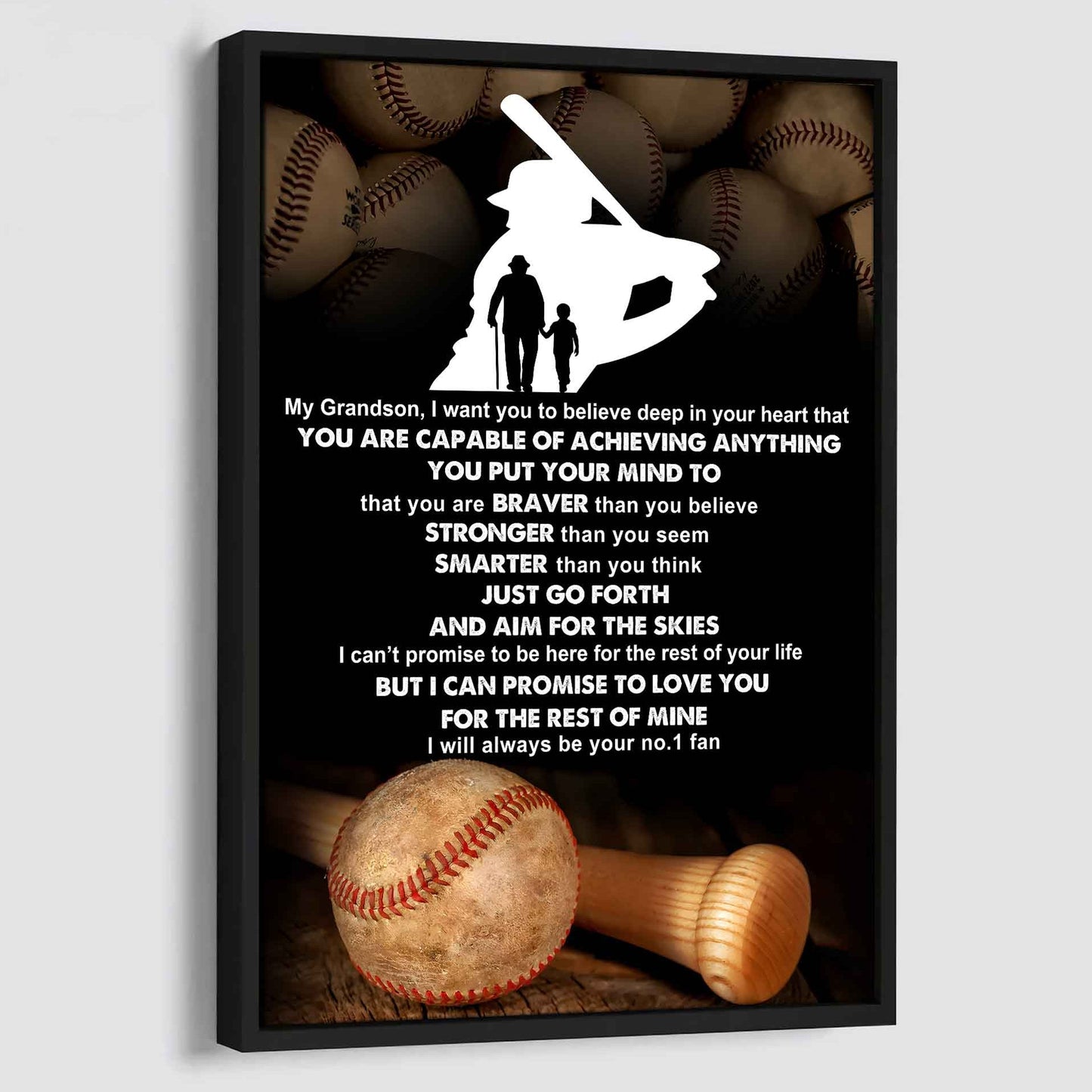 Tennis Poster Canvas Grandpa To Grandson - That You Are Braver Than You Believe You Are Capable Of I Will Always Your No 1 Fan