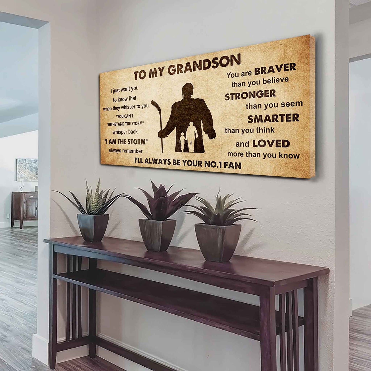 Personalized Sport Poster Canvas I'll Be Your No 1 Fan Grandpa To Grandson - Whisper Back I'm The Storm