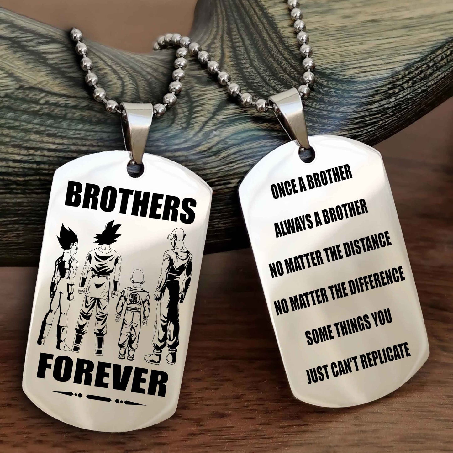 TWD Customizable engraved dog tag double sided gift from brother - Brother Forever Once A Brother Always A Brother