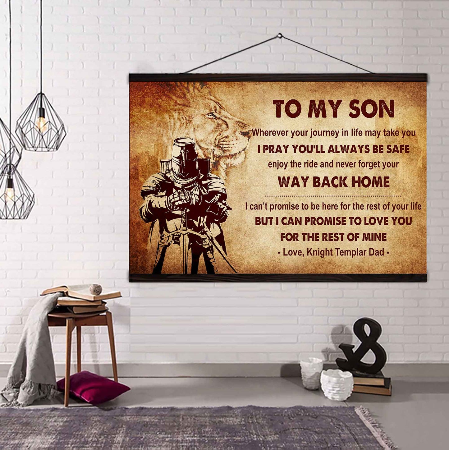 Knight Templar Poster Canvas Your Way Back Home From Dad To Son Gift For Your Son