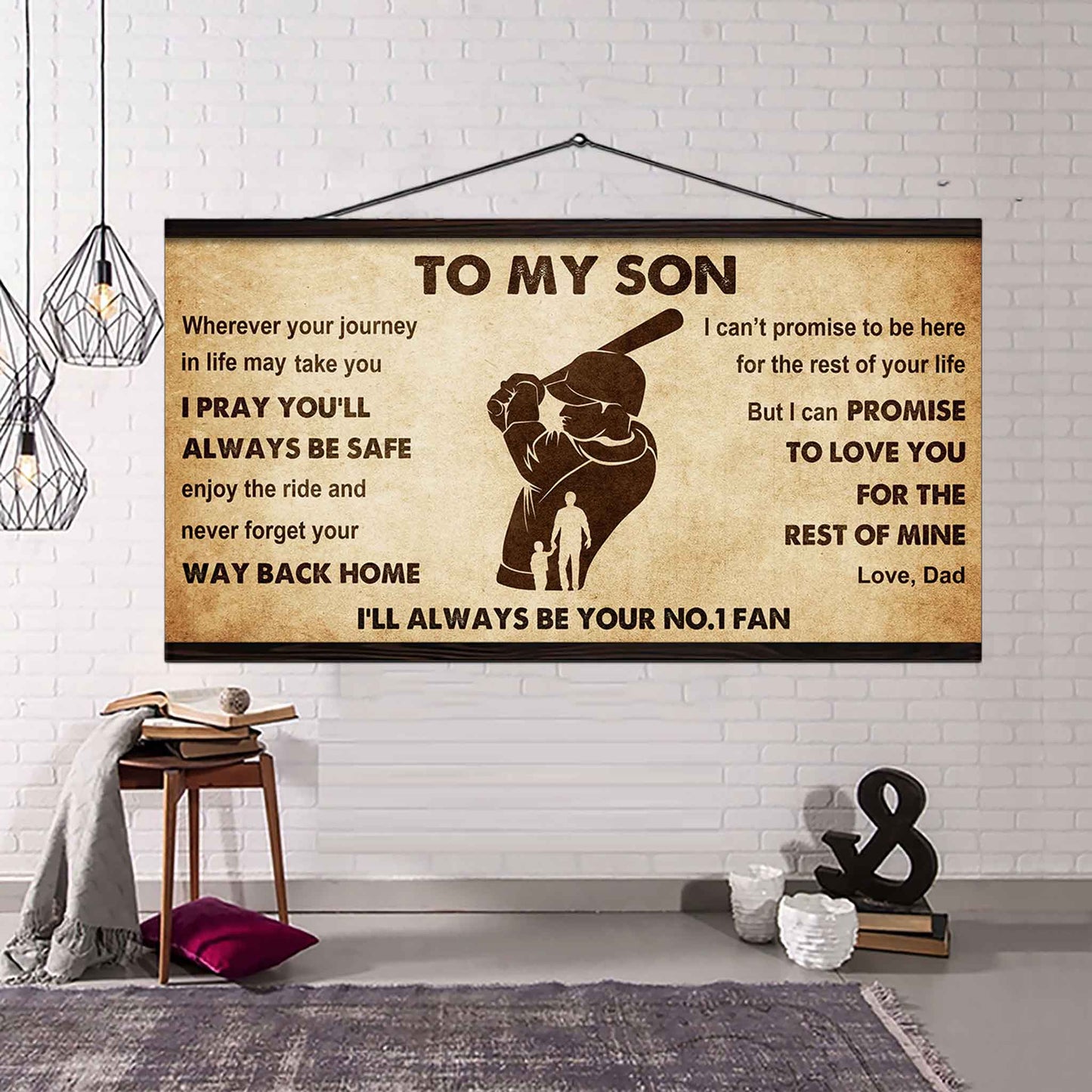 Personalized Sport Poster Canvas I'll Be Your No 1 Fan Dad To Son - Never Forget Your Way Back Home