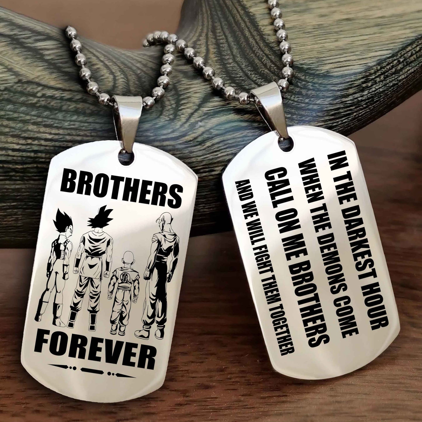 TWD Engraved Double Sided Dog Tag Call On Me Brother NAG Brothers Forever We Will Fight Them Together