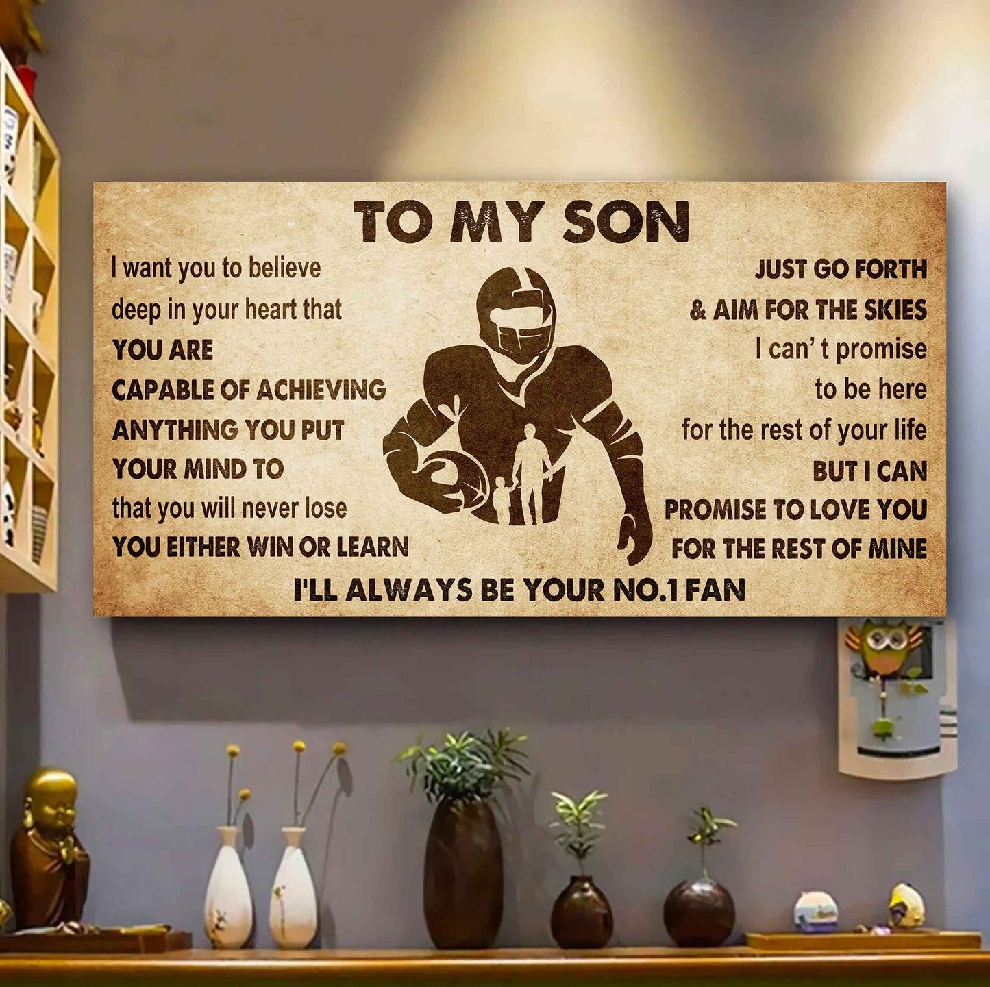 Personalized Sport Poster Canvas I'll Be Your No 1 Fan Dad To Son - You Will Never Lose You Either Win Or Learn